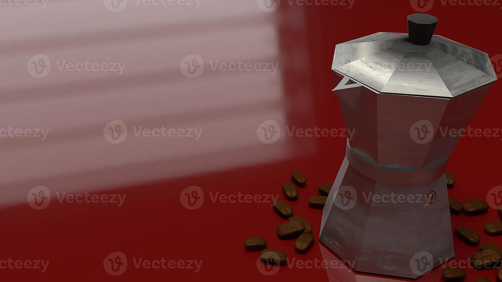 vintage coffee pot on red background 3d rendering. photo