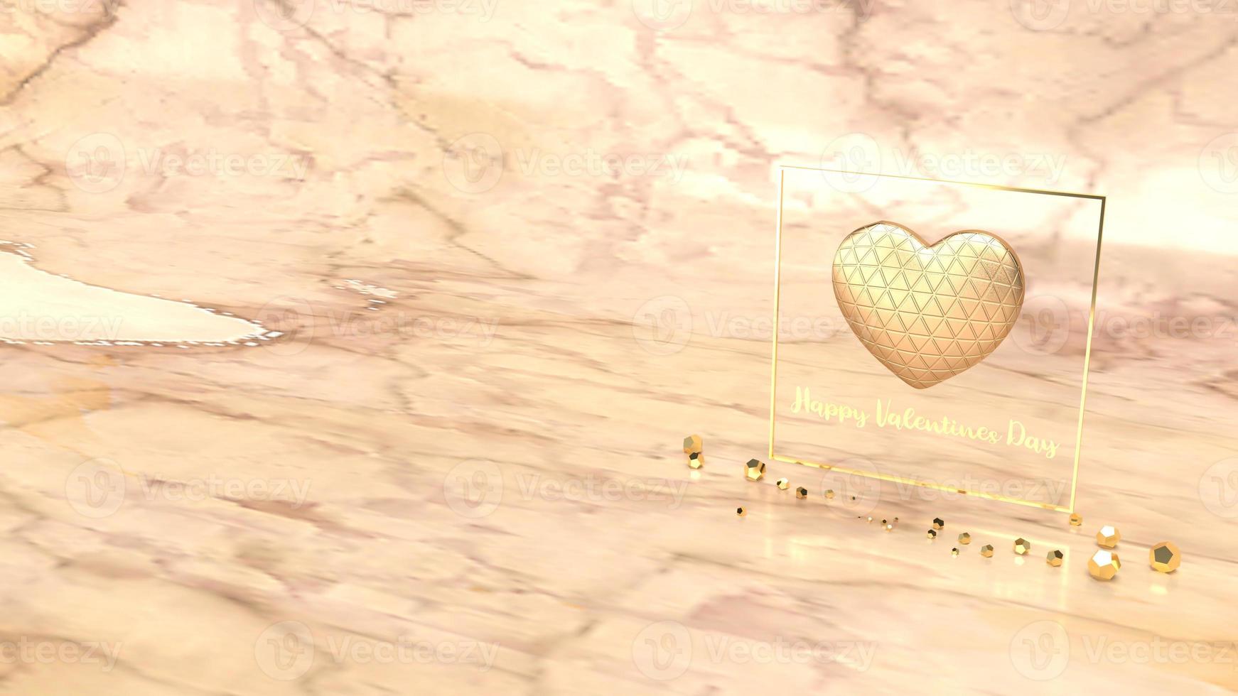 gold  heart and gold Fram on marble background 3d rendering for Valentine's Day content. photo