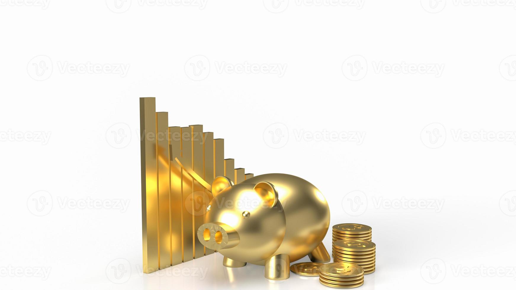 The gold piggy and chart for business concept 3d rendering photo