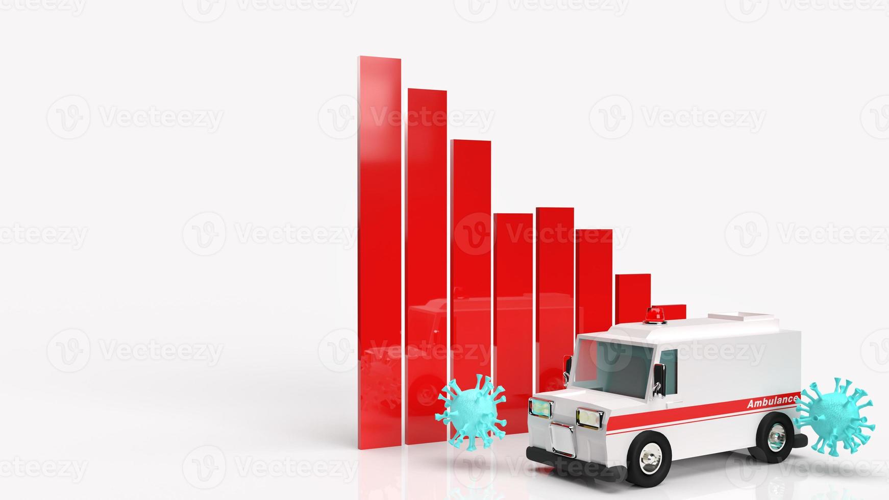 ambulance car virus and chart  3d rendering photo