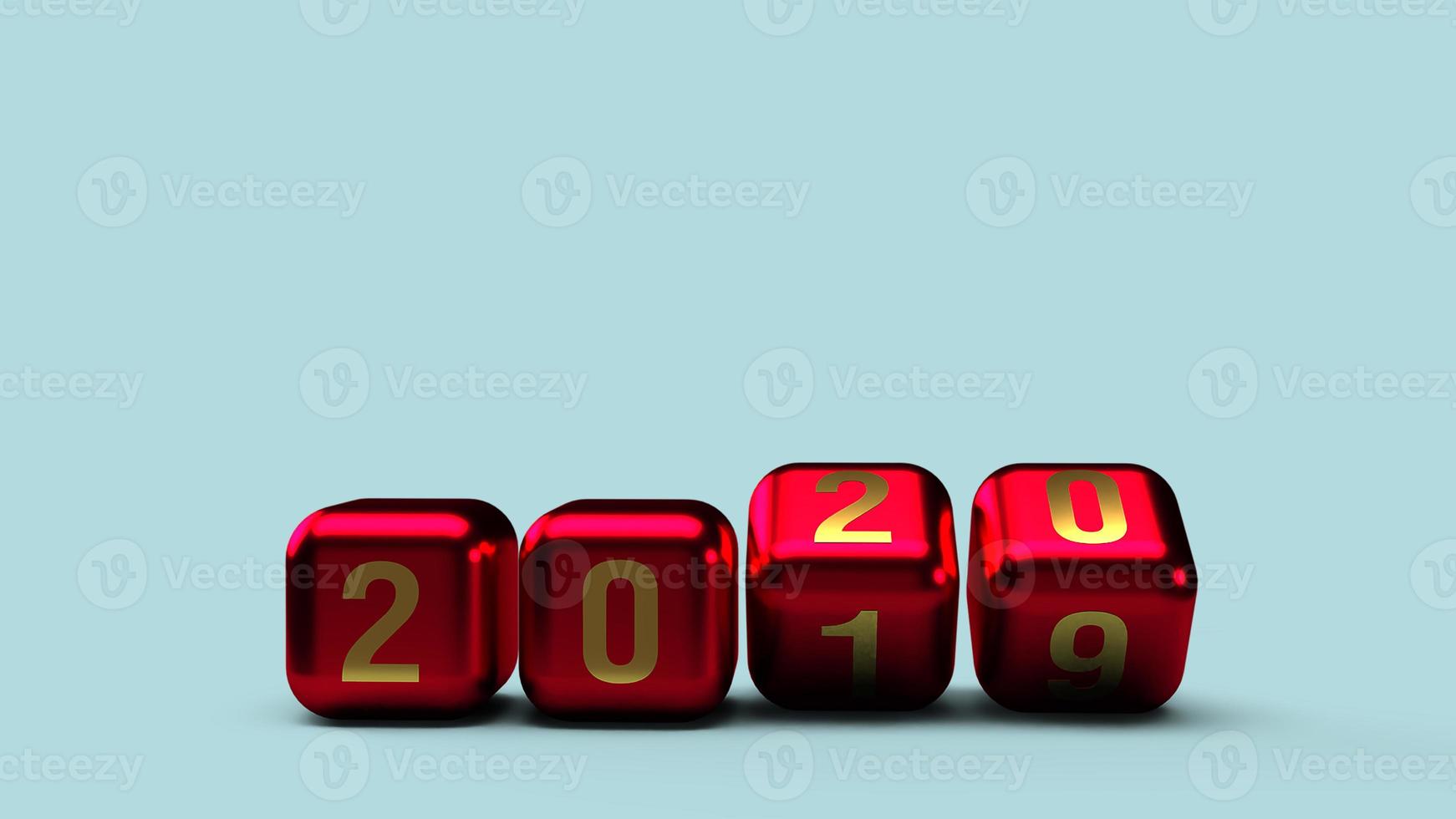 2020 gold number on cubes red Metallic color 3d rendering for new year content. photo