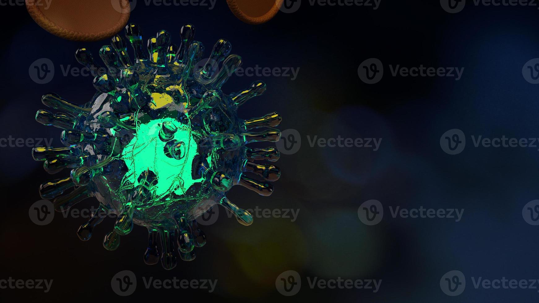 covid 19  virus microorganism  3d rendering   for medical content. photo