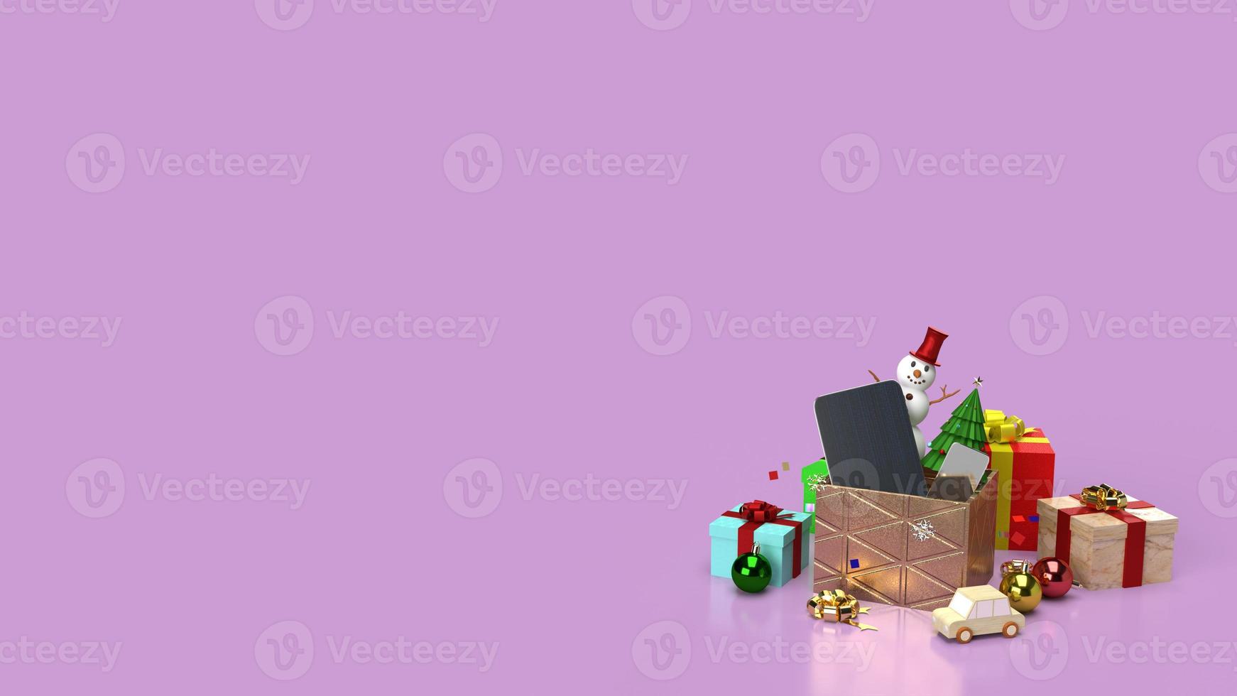 snowman and gift boxes  for Christmas content 3d rendering photo