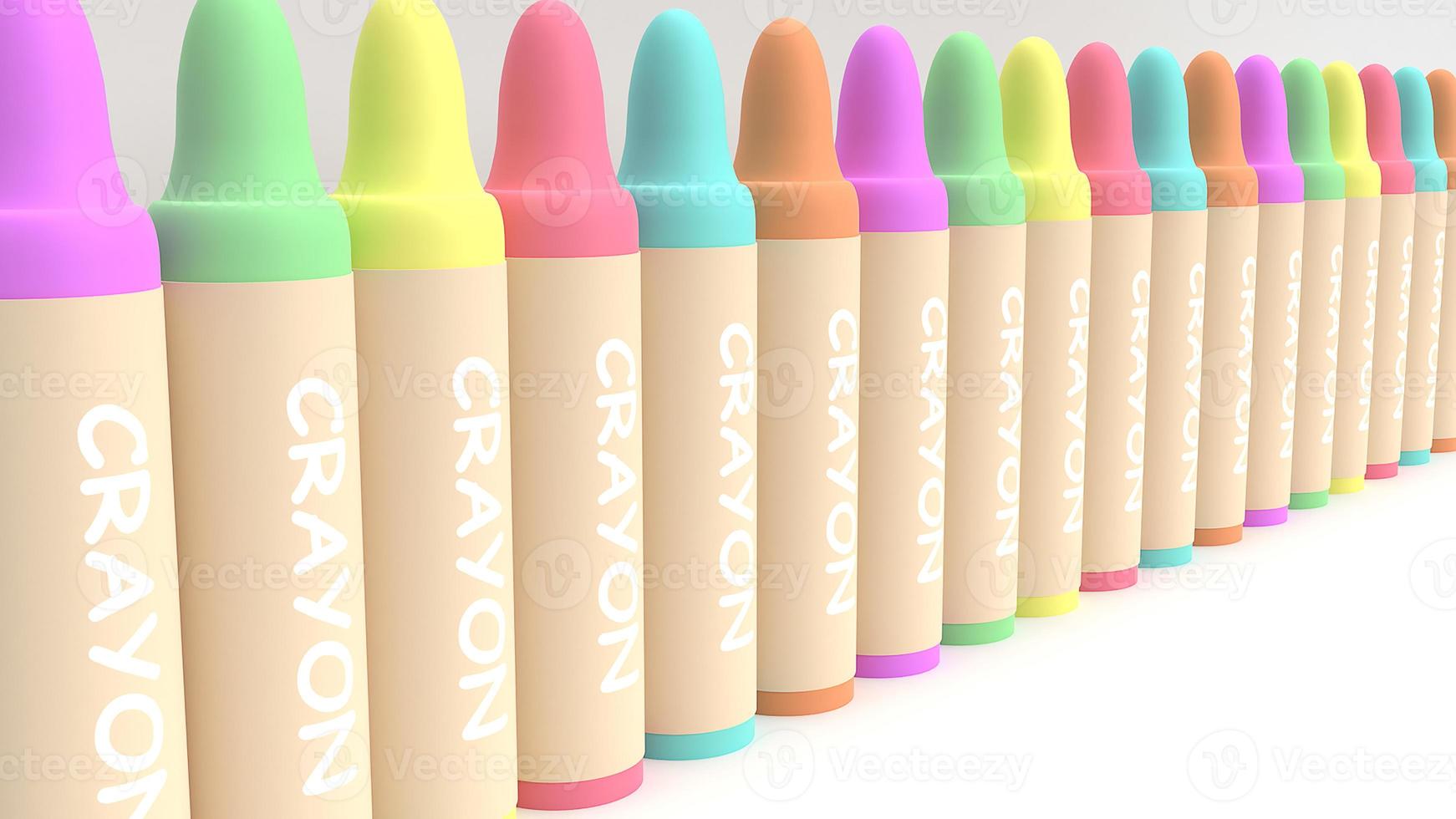 3d rendering crayons  multicoloured  for  kid concept. photo