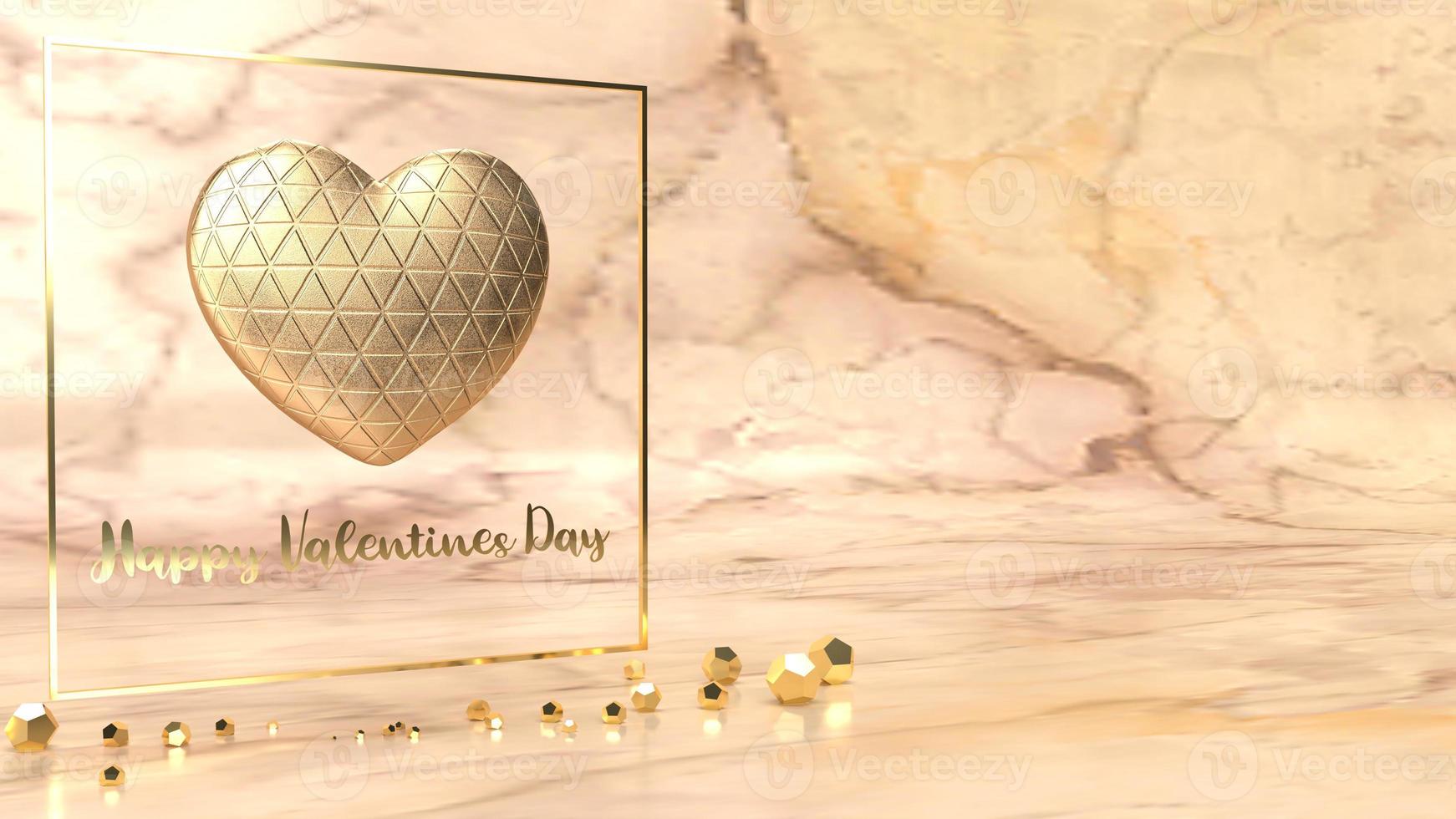 gold  heart and gold Fram on marble background 3d rendering for Valentine's Day content. photo