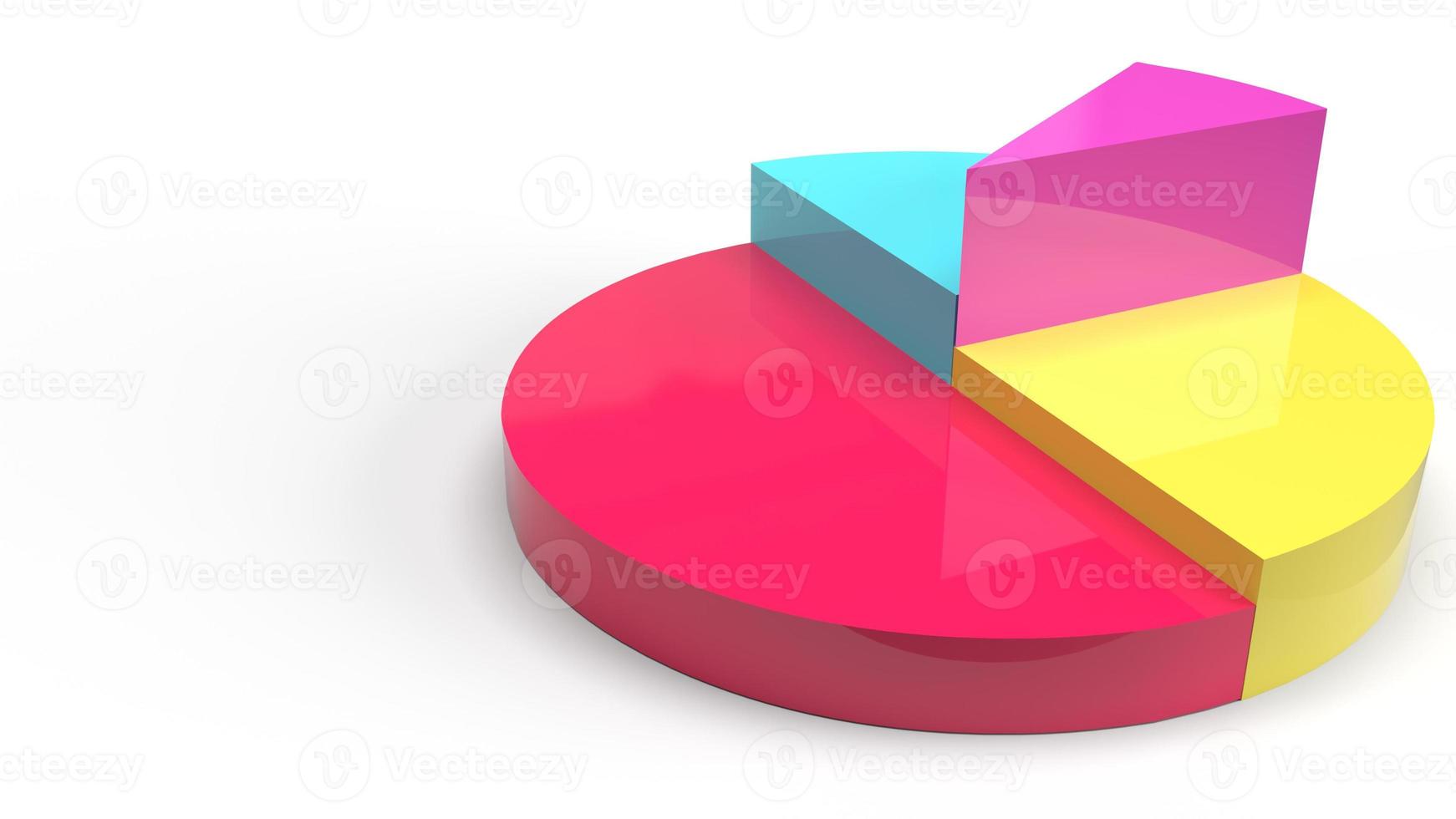 multicoloured pie chart 3d rendering on white background for business content. photo