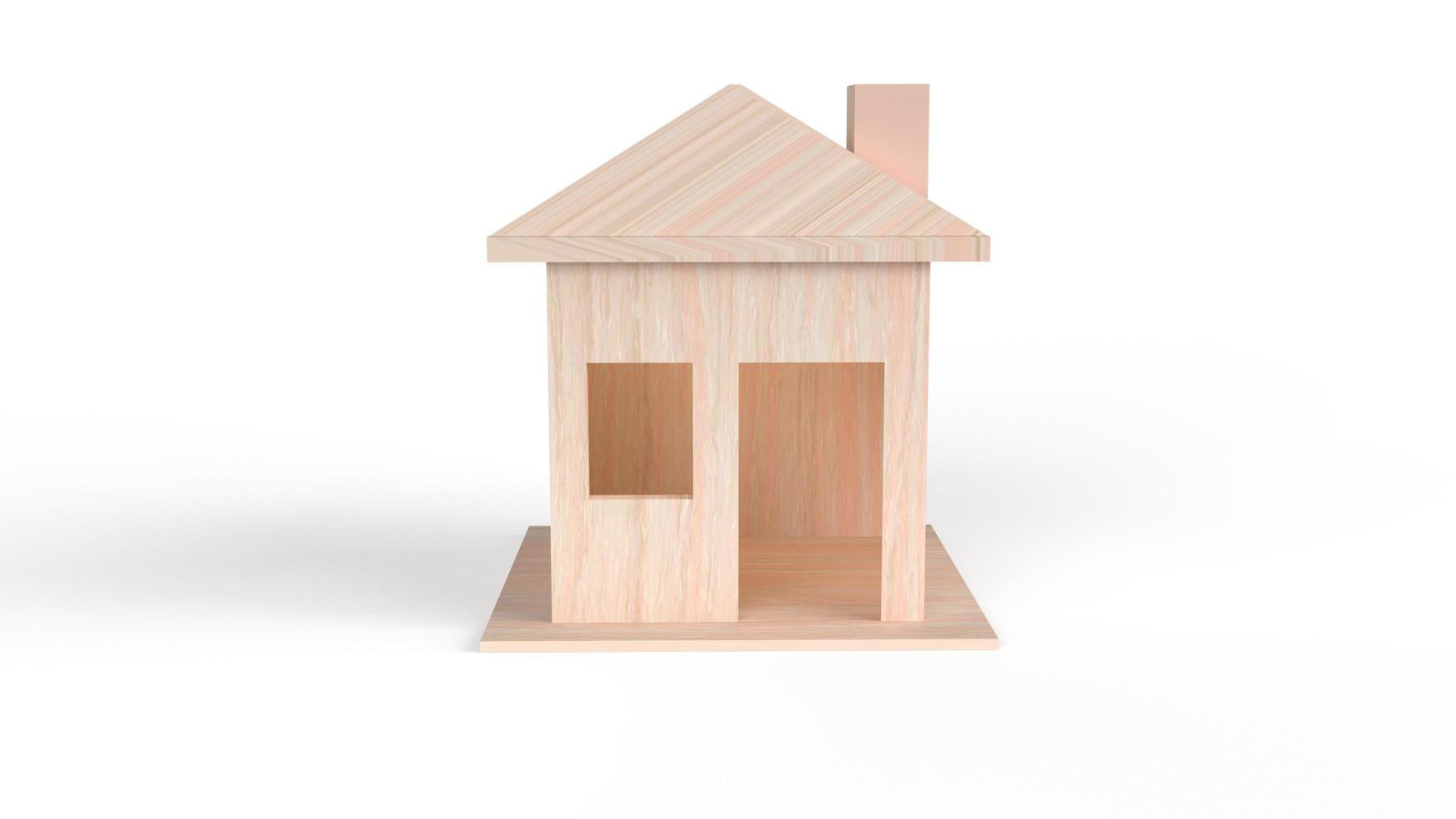 wood house on white background 3d rendering photo