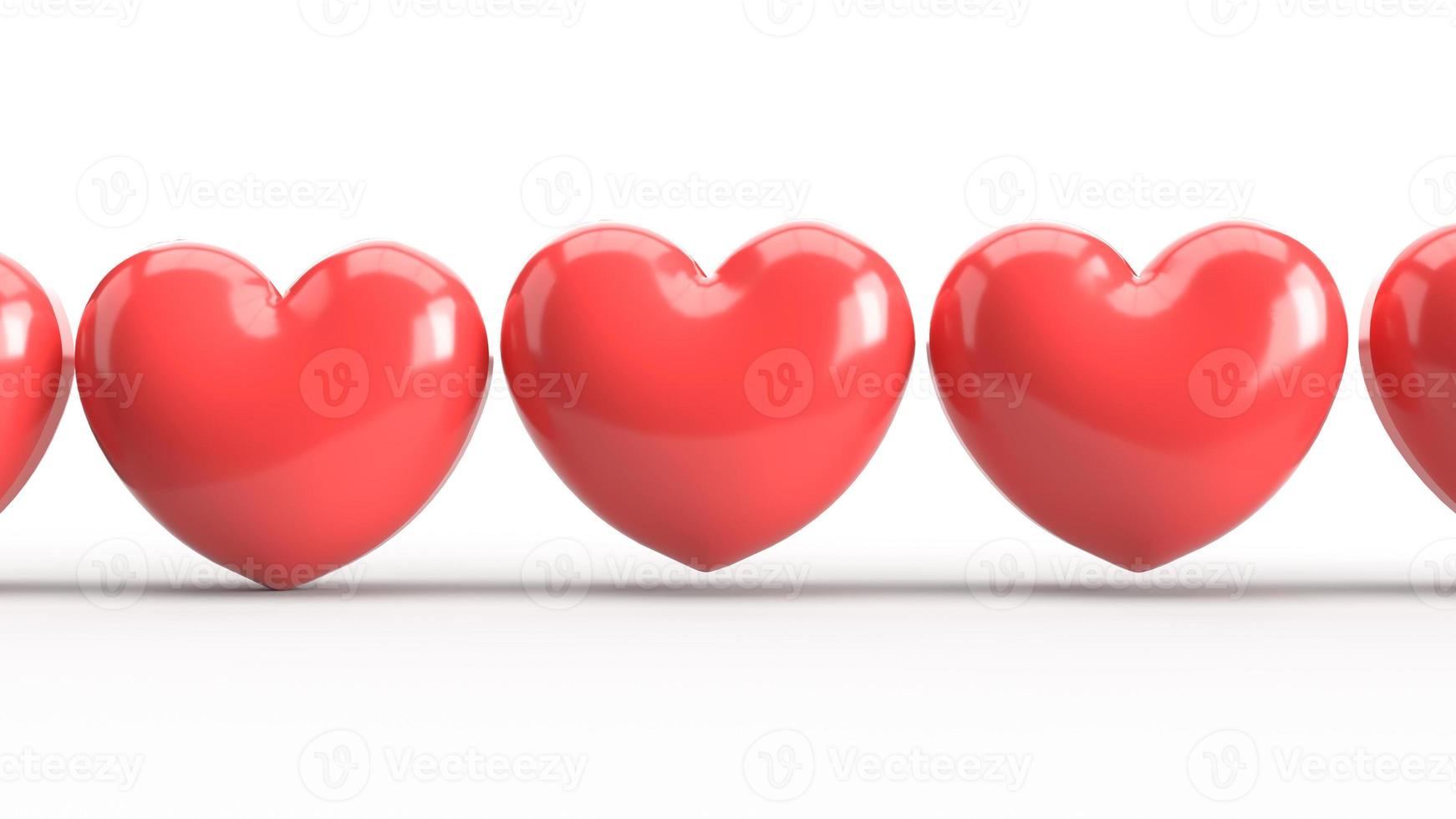 red heart 3d rendering on white for valentine content. photo