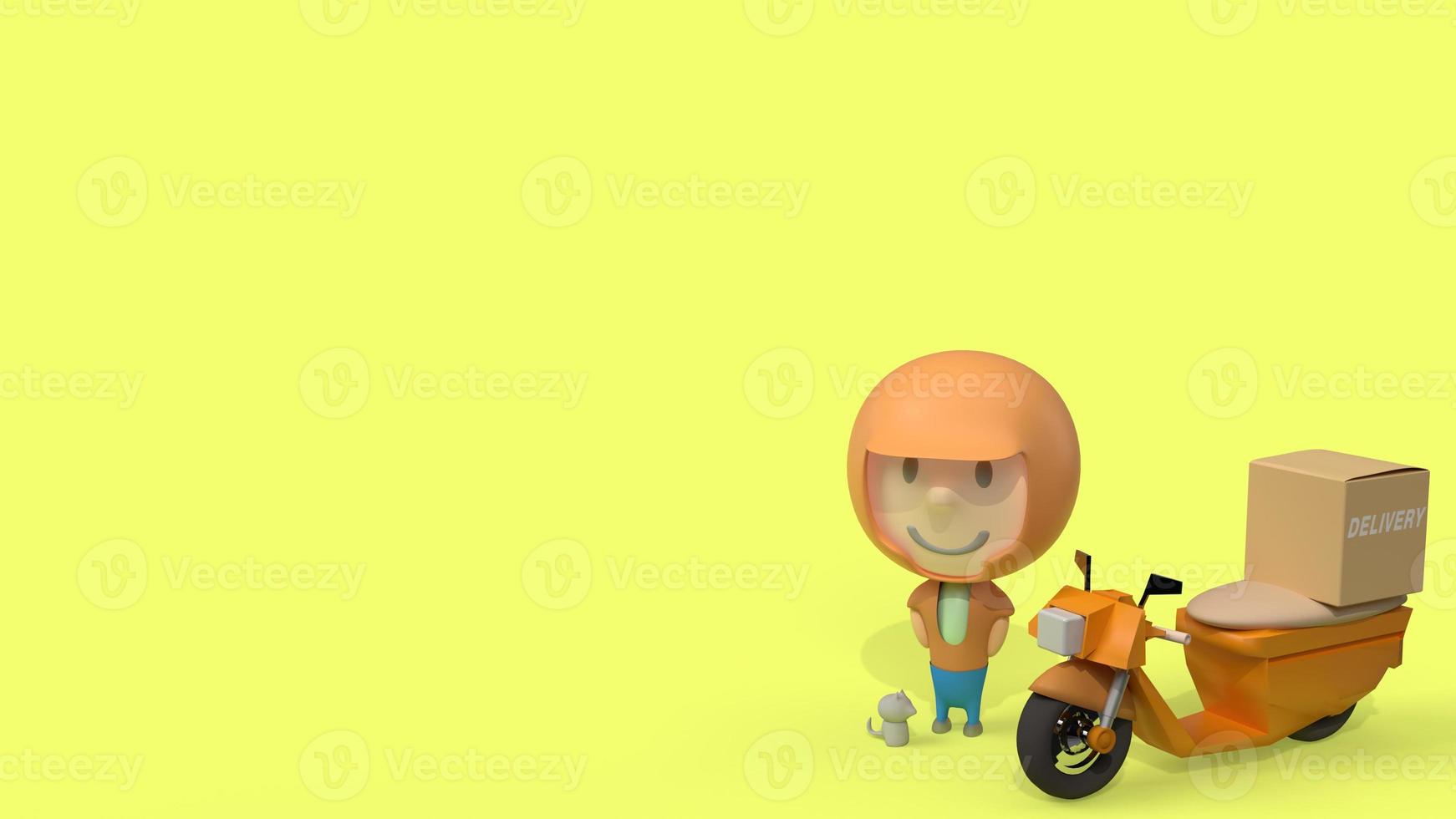 man and  bike delivery 3d rendering for  transport  content. photo