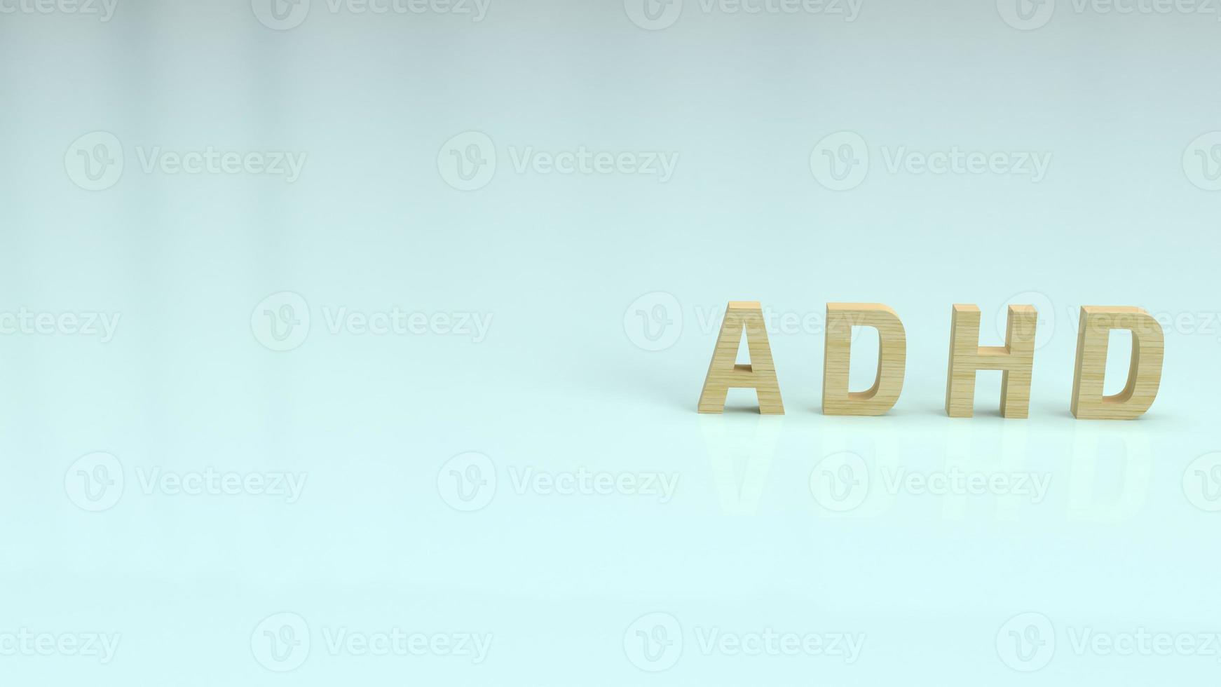 The ADHD wood text on glossy plate for medical content 3d rendering. photo