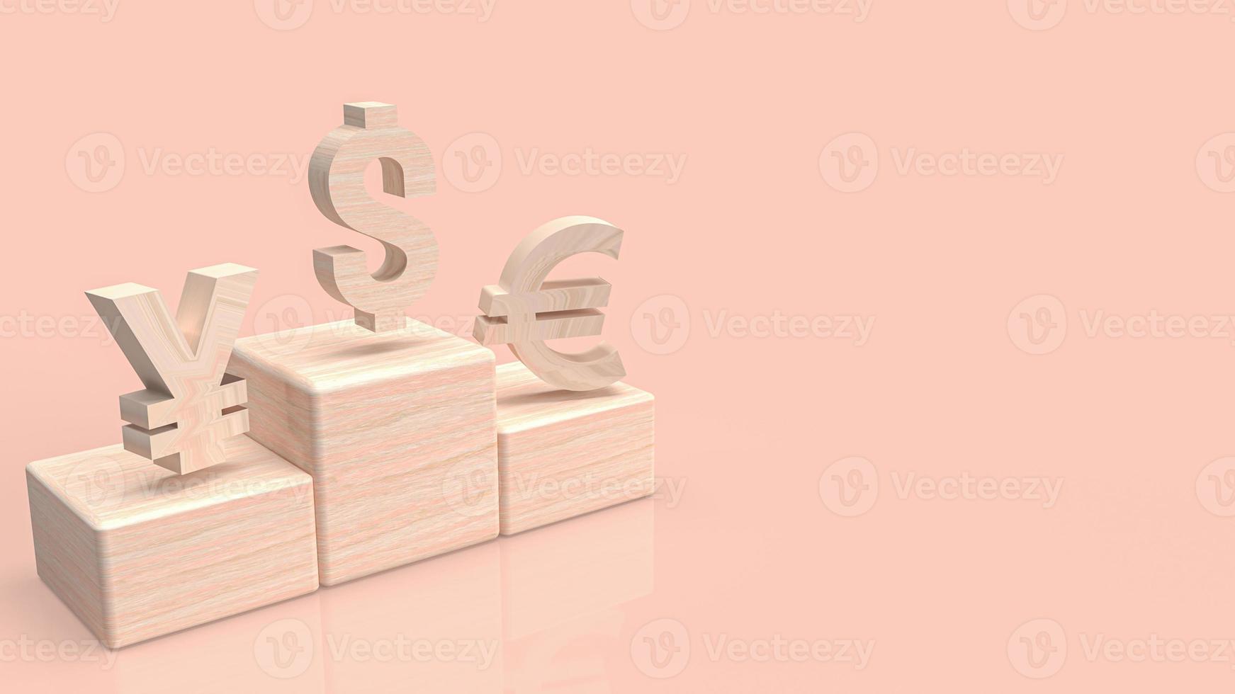 The wood money symbol for business concept 3d rendering photo