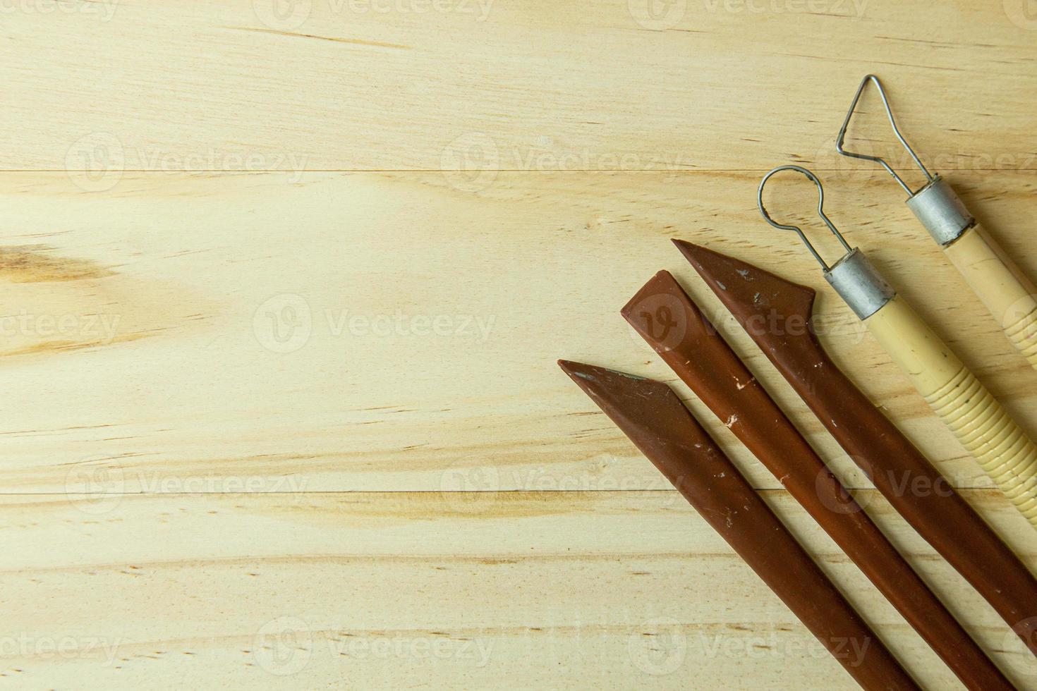 sculpture tools on wood for education and art content. photo