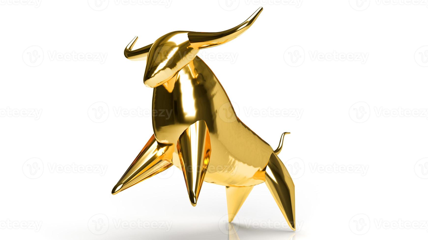gold bull on white background for business content 3d rendering. photo