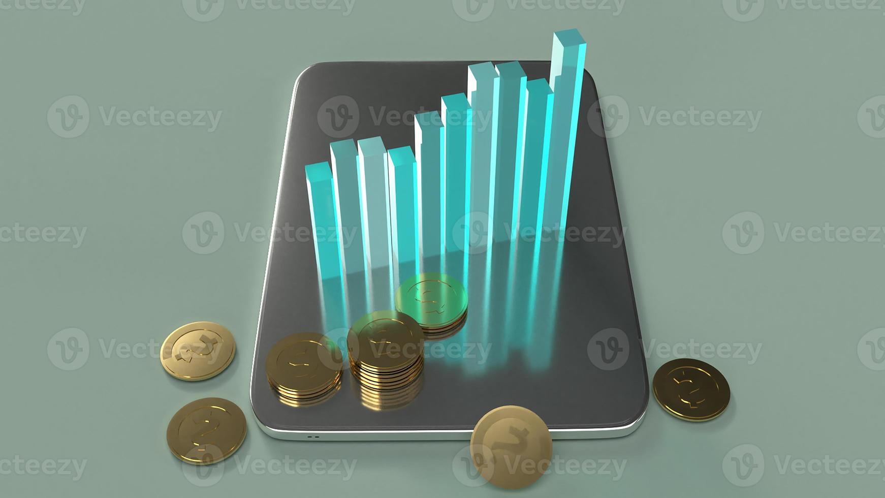 tablet  and chart 3d rendering for business content. photo