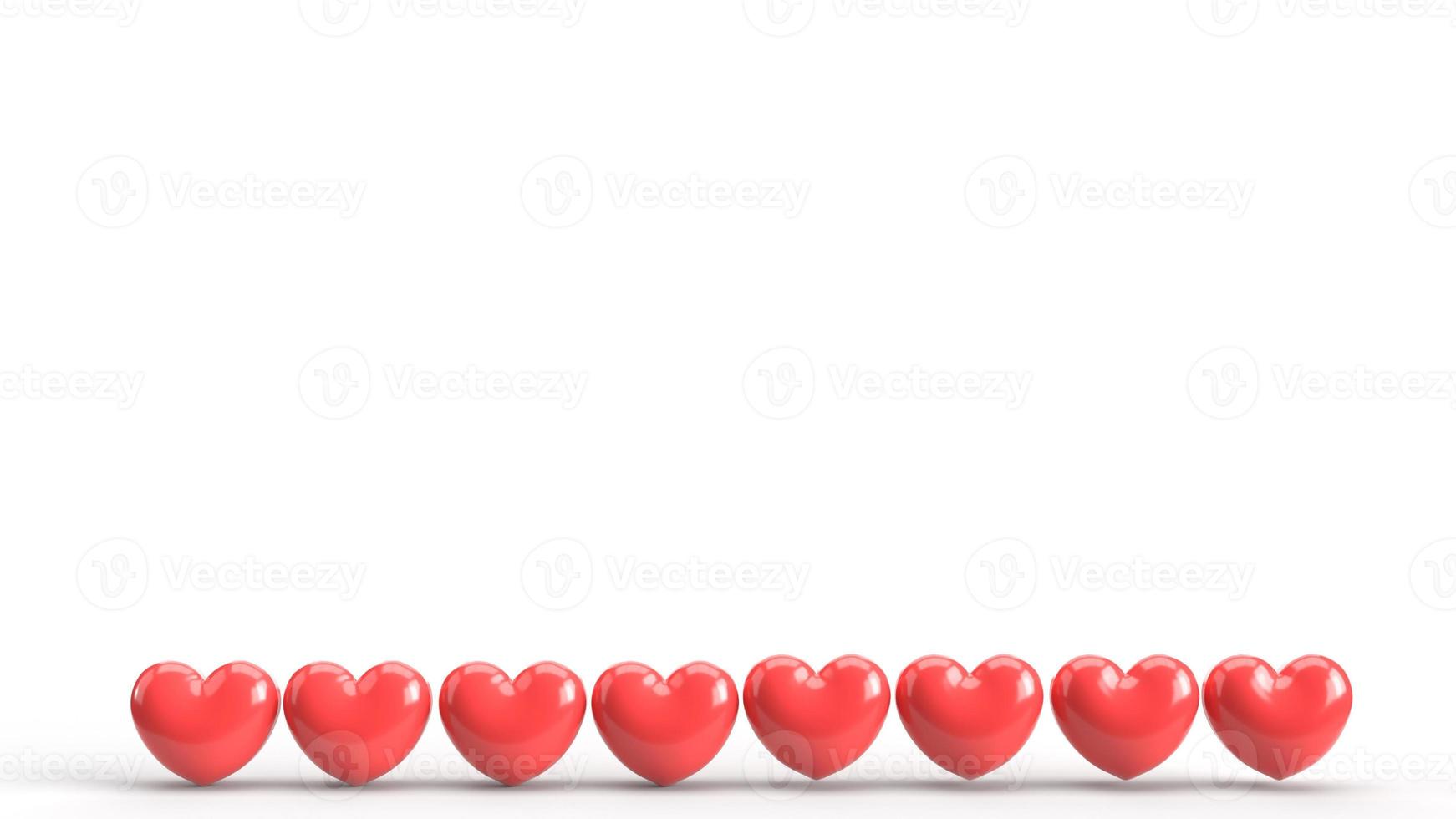 red heart 3d rendering on white for valentine content. photo