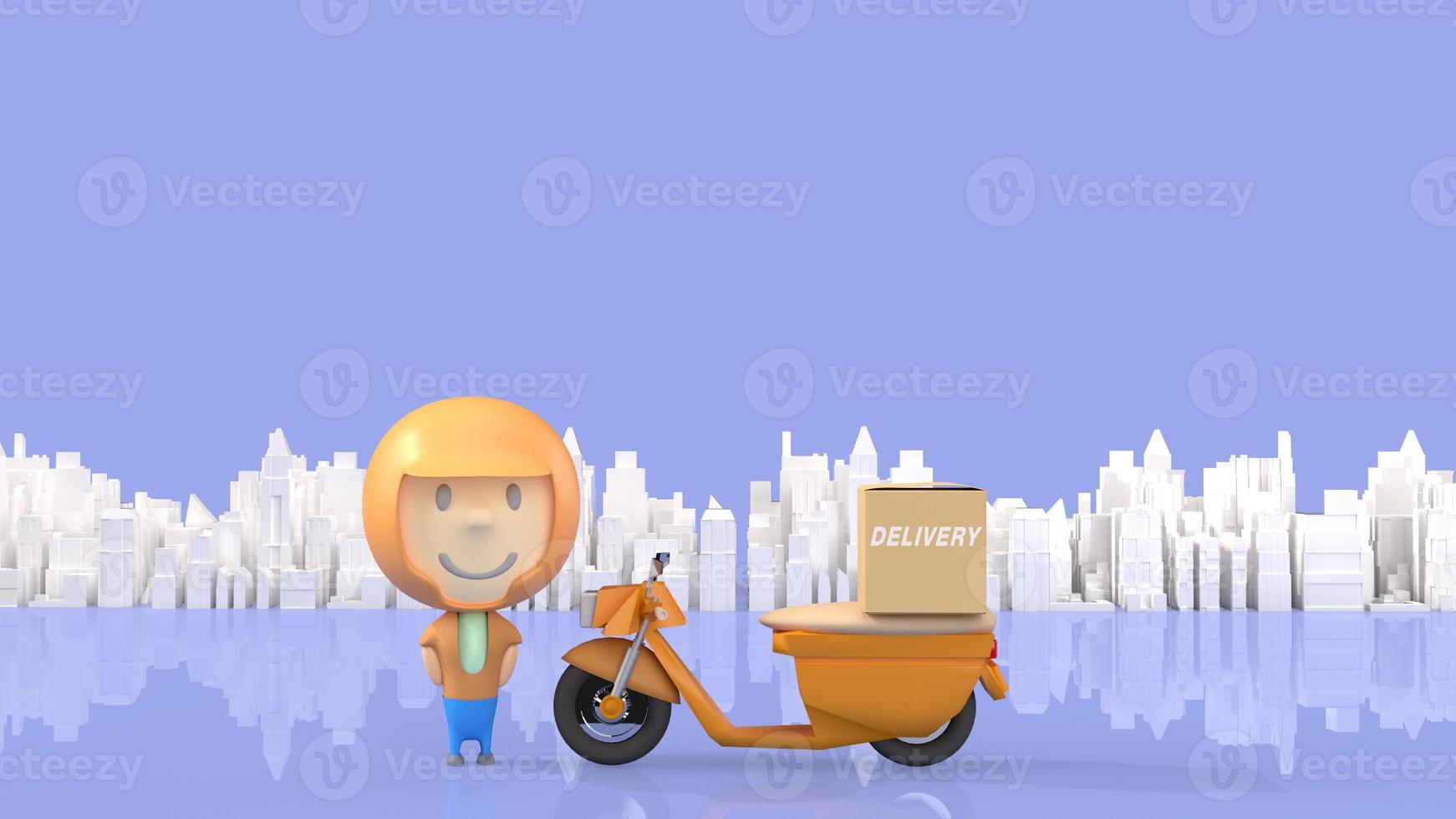 man and  bike delivery 3d rendering for  transport  content. photo