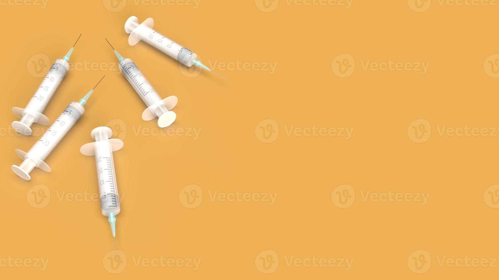 injection needle on orange background 3d rendering for medical content. photo