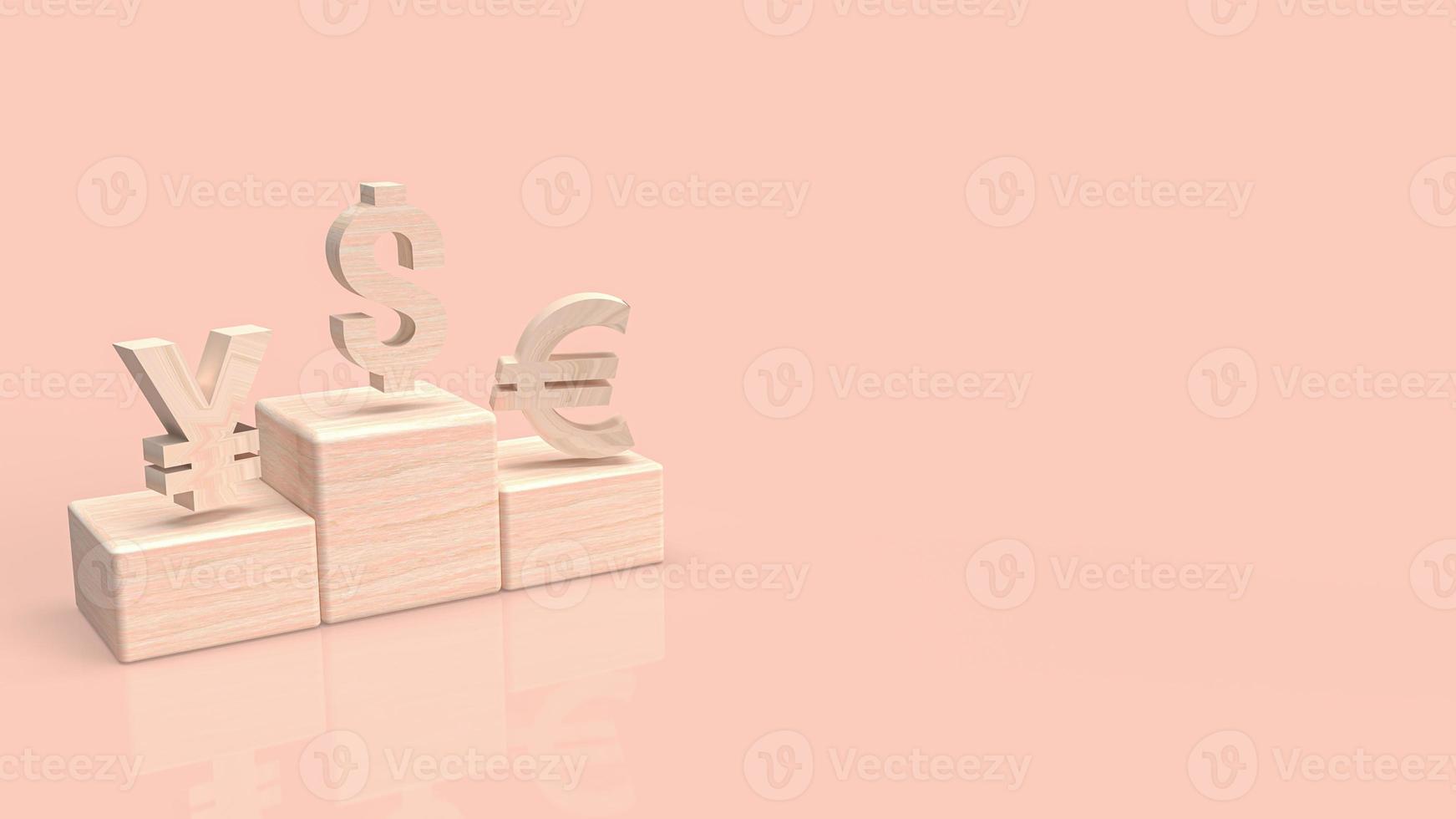 The wood money symbol for business concept 3d rendering photo