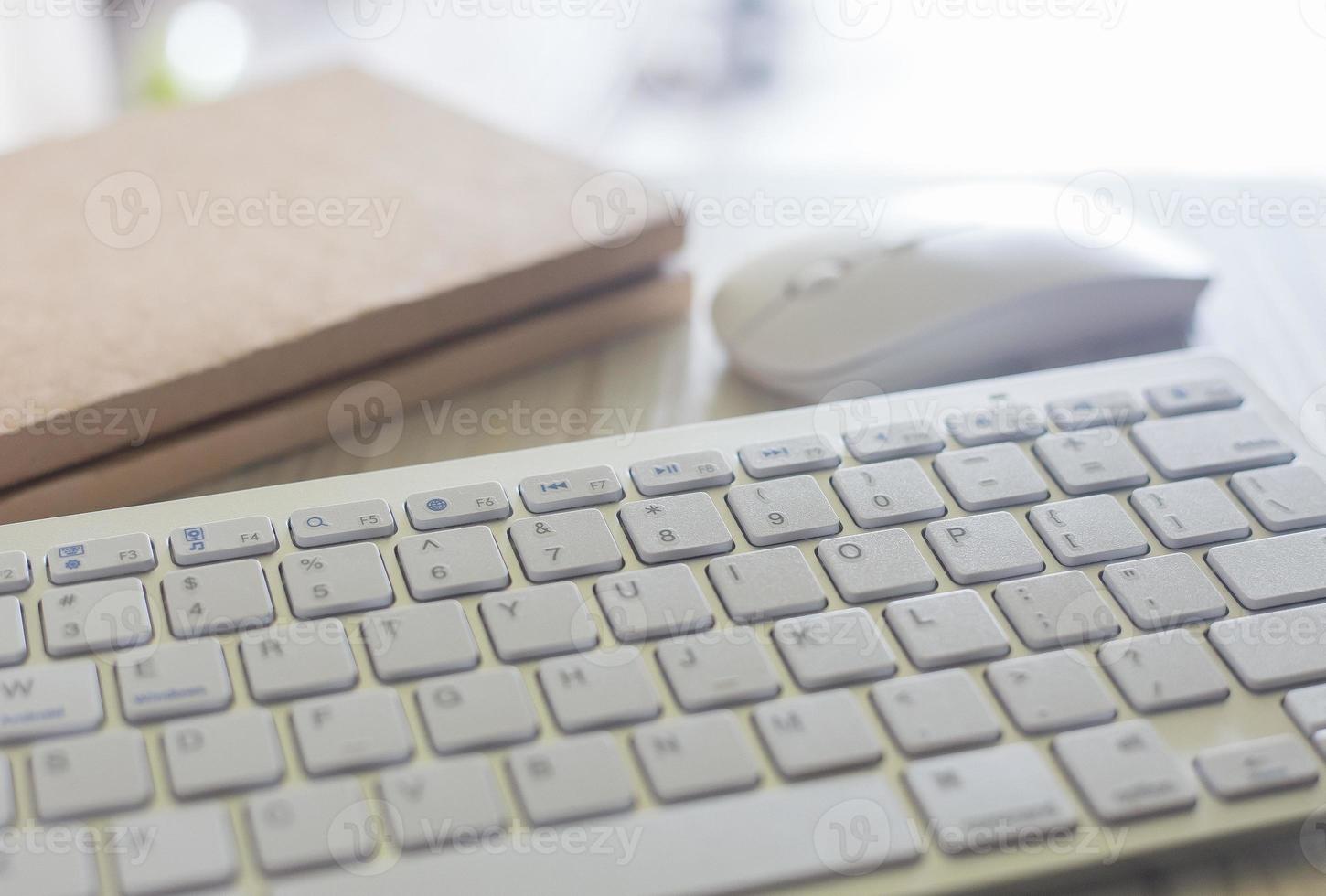 The work station office flat lay wood table image for background. photo