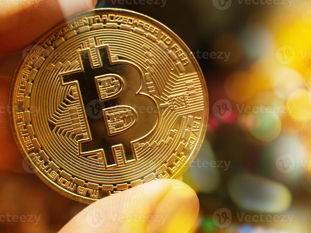 The gold bitcoin coin for digital money  content. photo