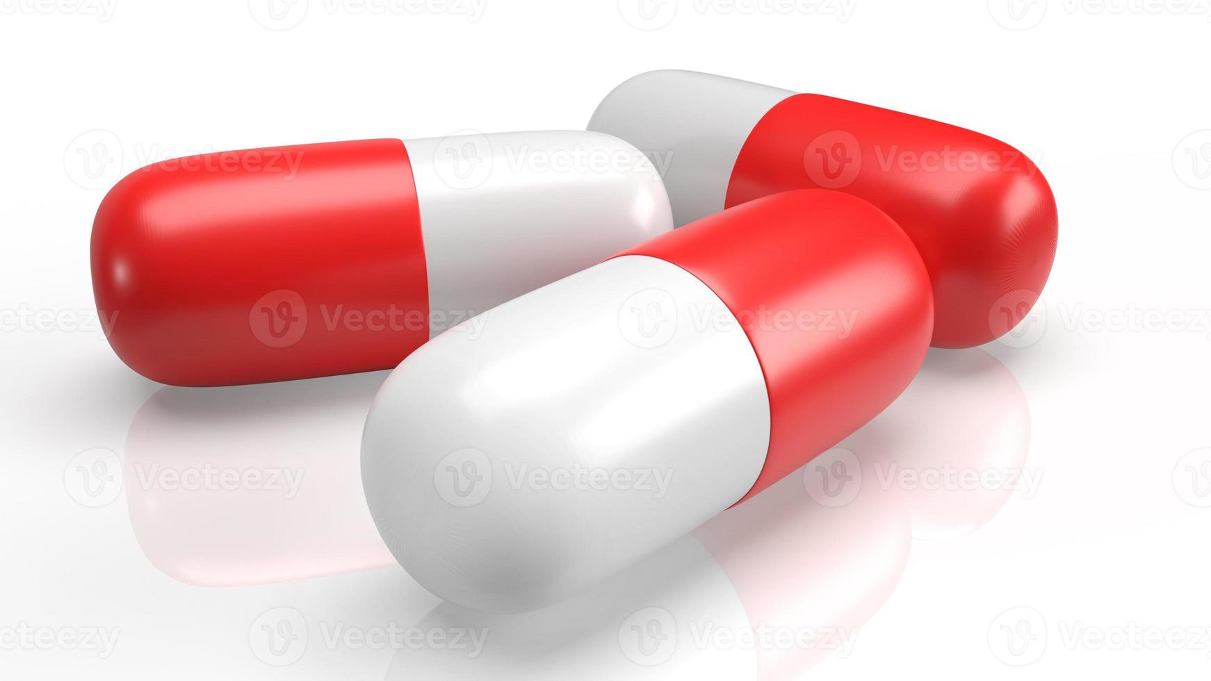 red white capsule 3d rendering for medical content. photo