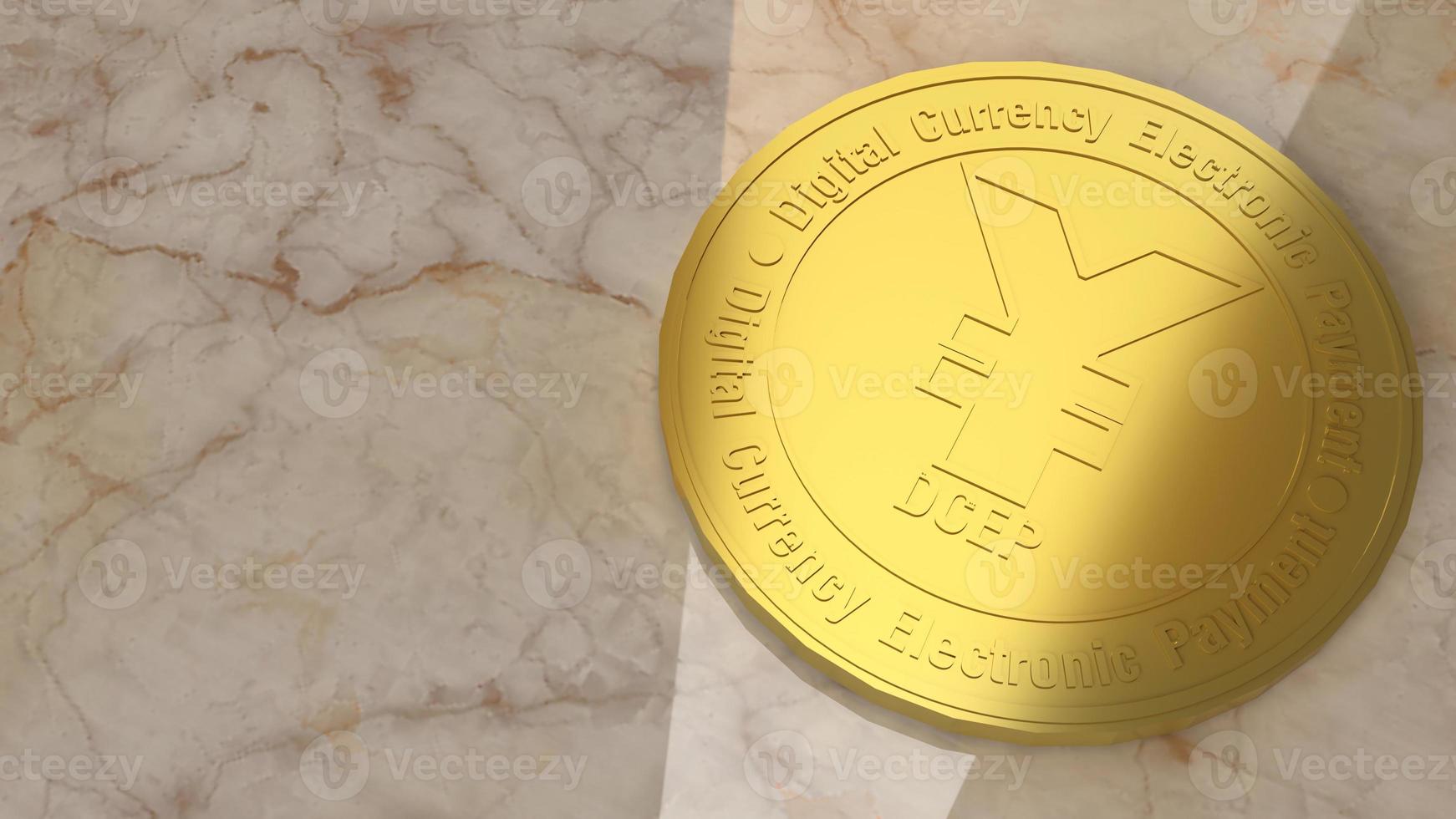 The yuan symbol on gold coins 3d rendering for china Digital Currency photo