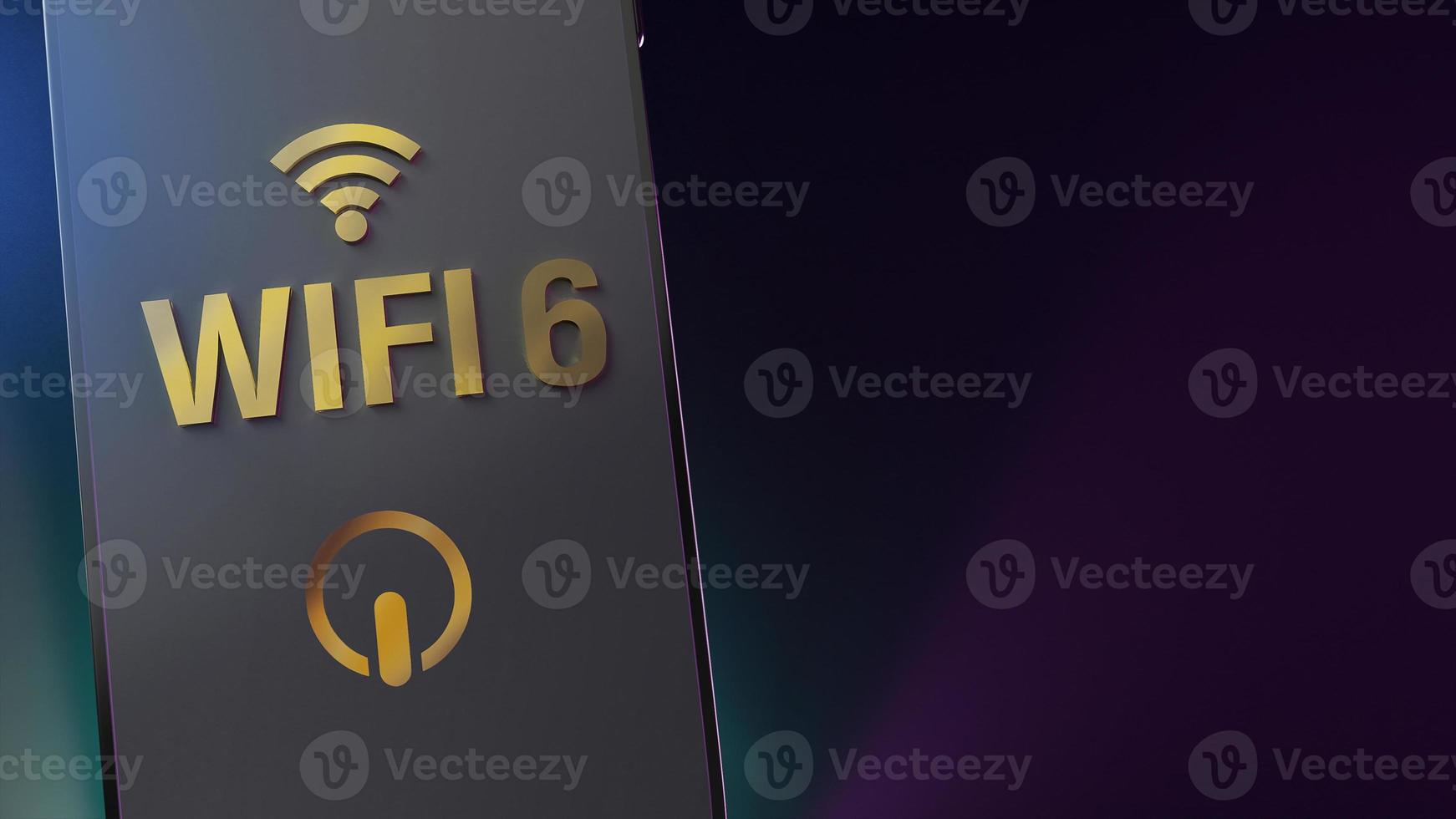 wifi6 word on smart phone  3d rendering for networking content. photo