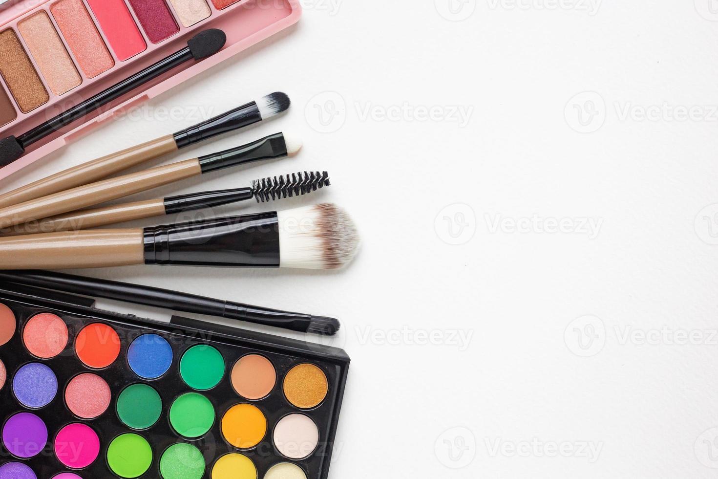 The cosmetic flat lay on white background. photo