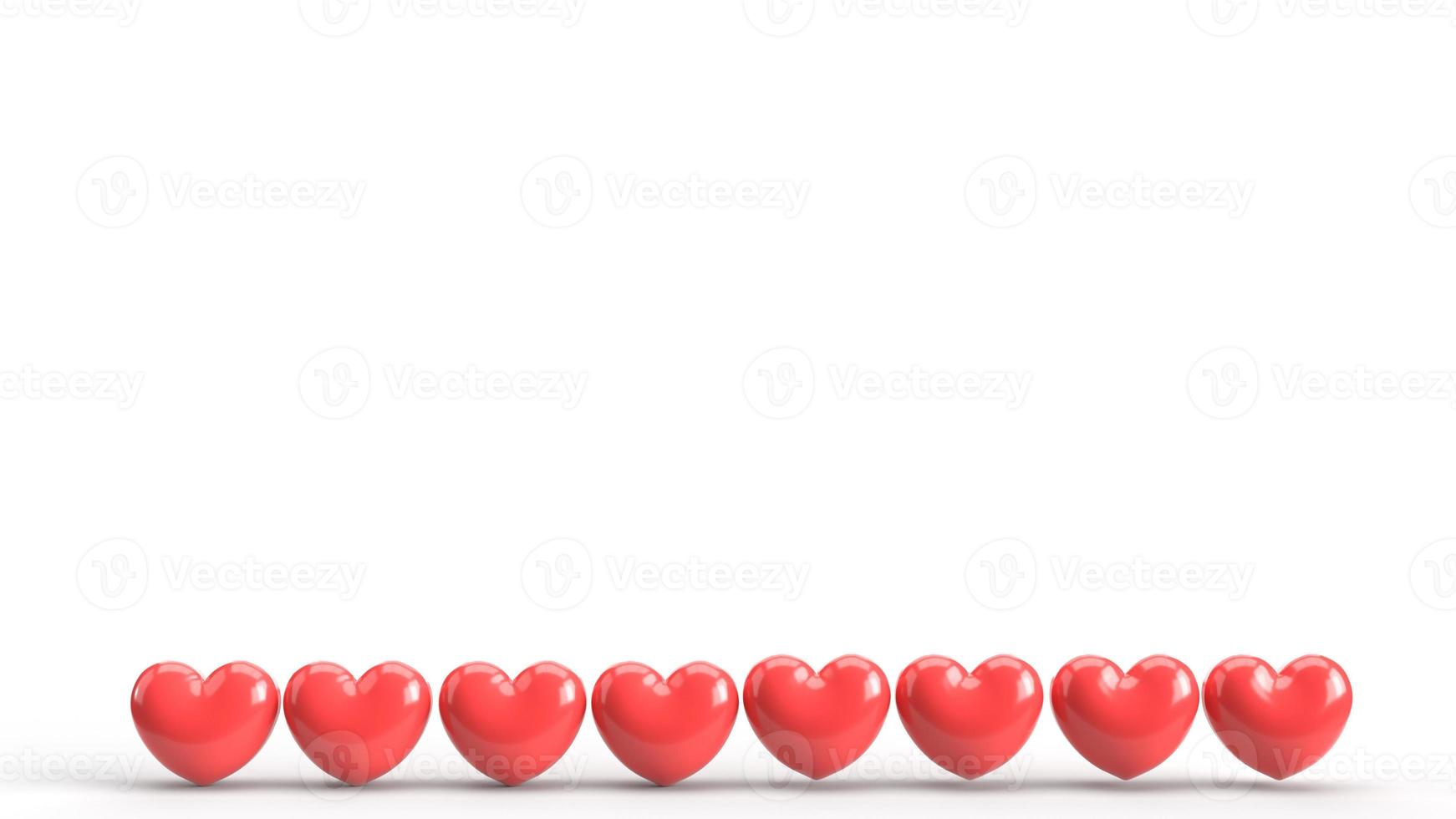 red heart 3d rendering on white for valentine content. photo