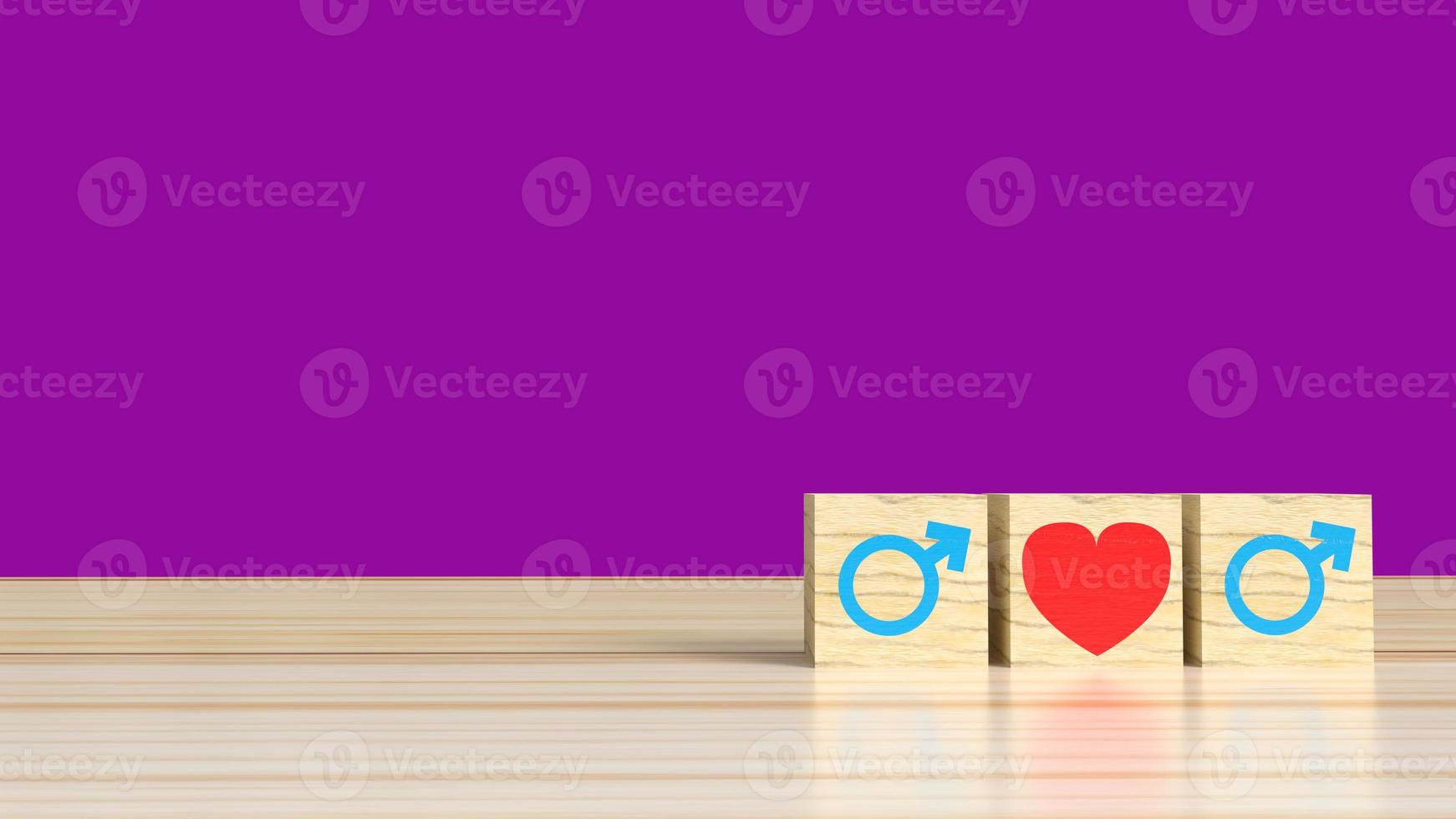 The gender on wooden cube with symbol to love 3d rendering  for valentine day. photo