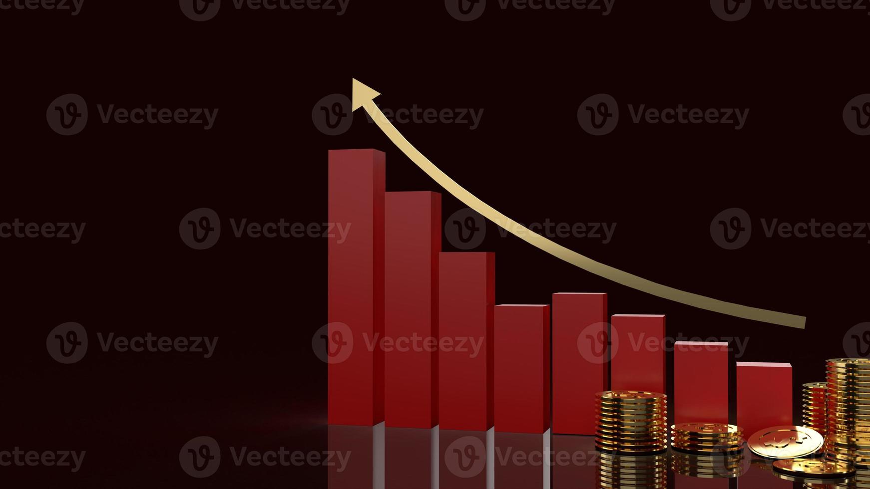 business chart and gold coins 3d rendering for business content. photo