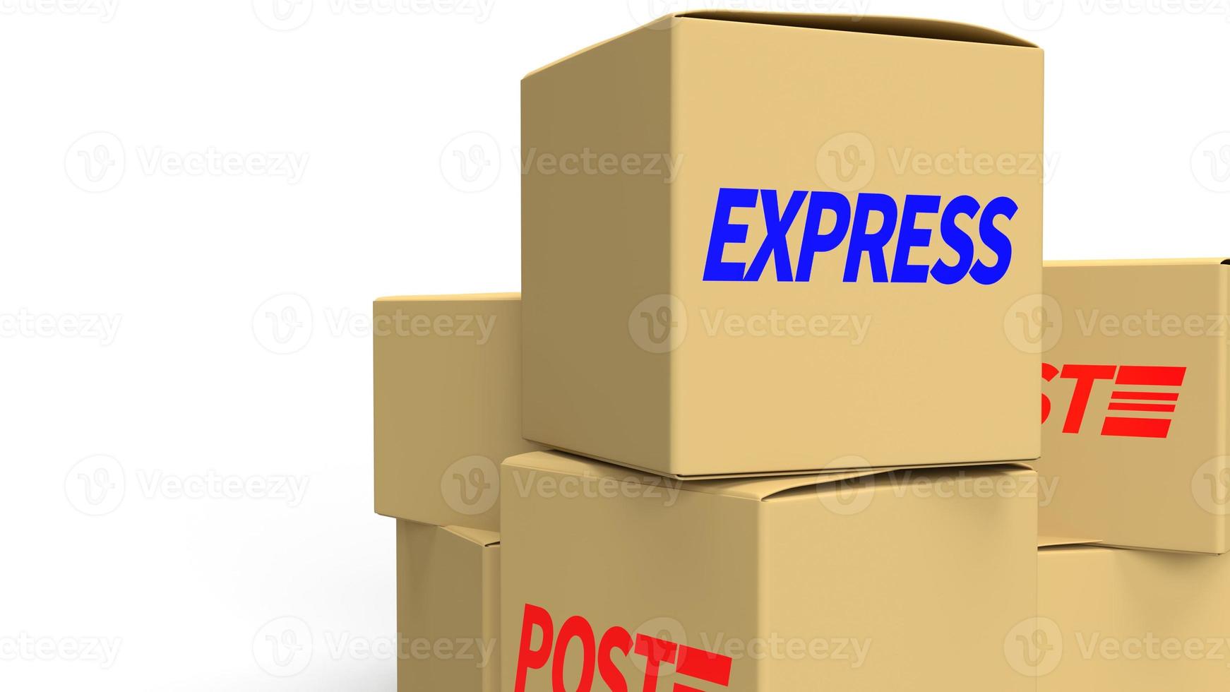 cajas postales sobre fondo blanco representación 3d para contenido de entrega. foto