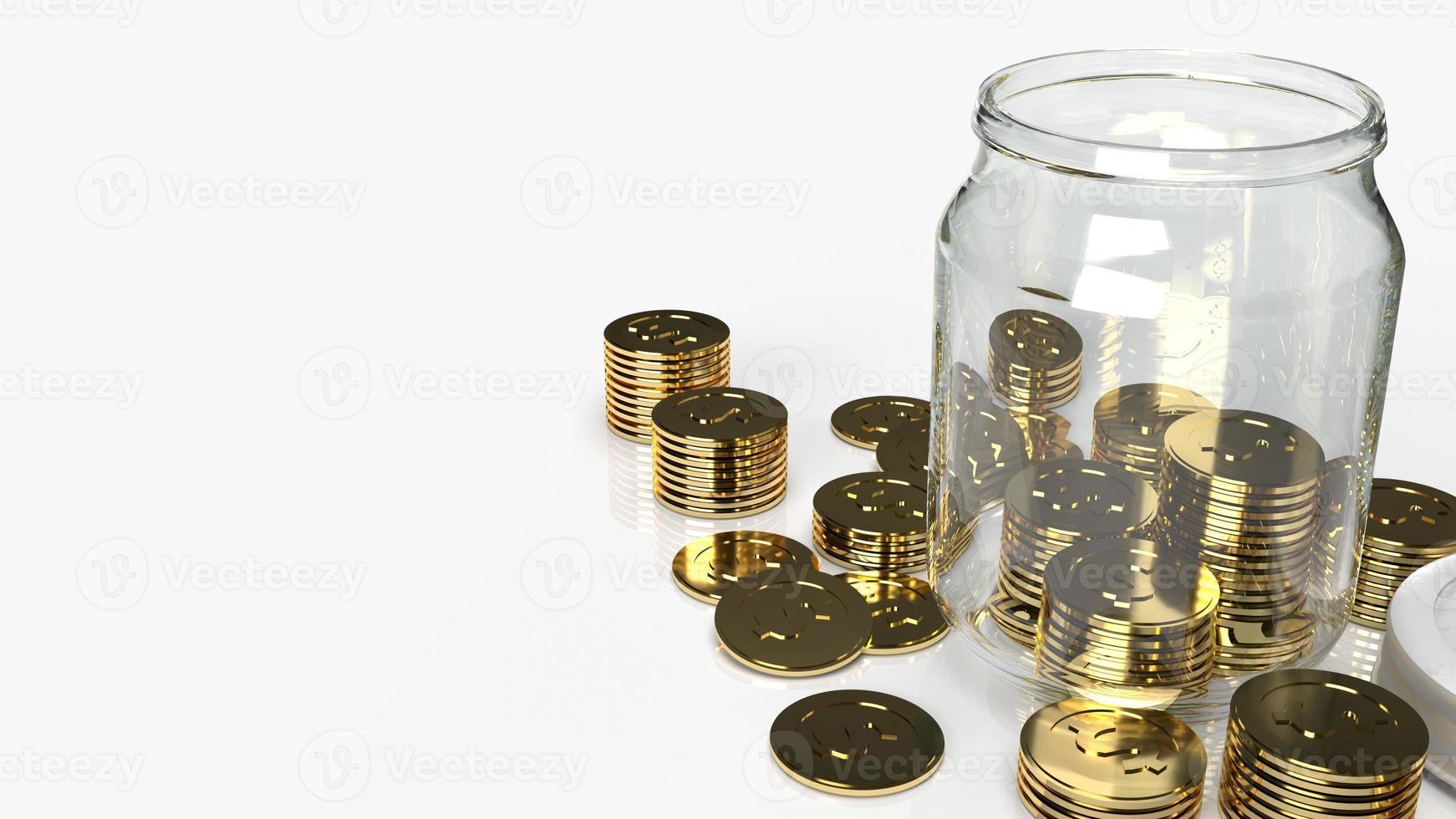Glass jars with coins for saving content 3d rendering photo