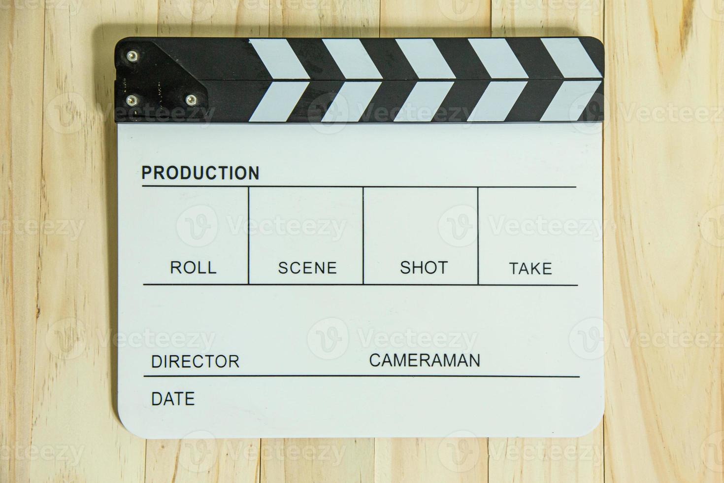 movie slate on wood for movie content. photo
