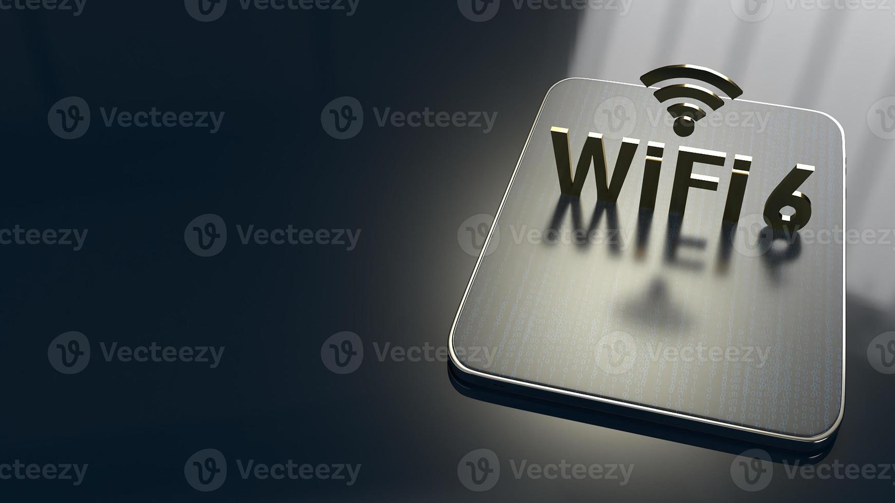 3D rendering  building on tablet for wifi 6 concept. photo