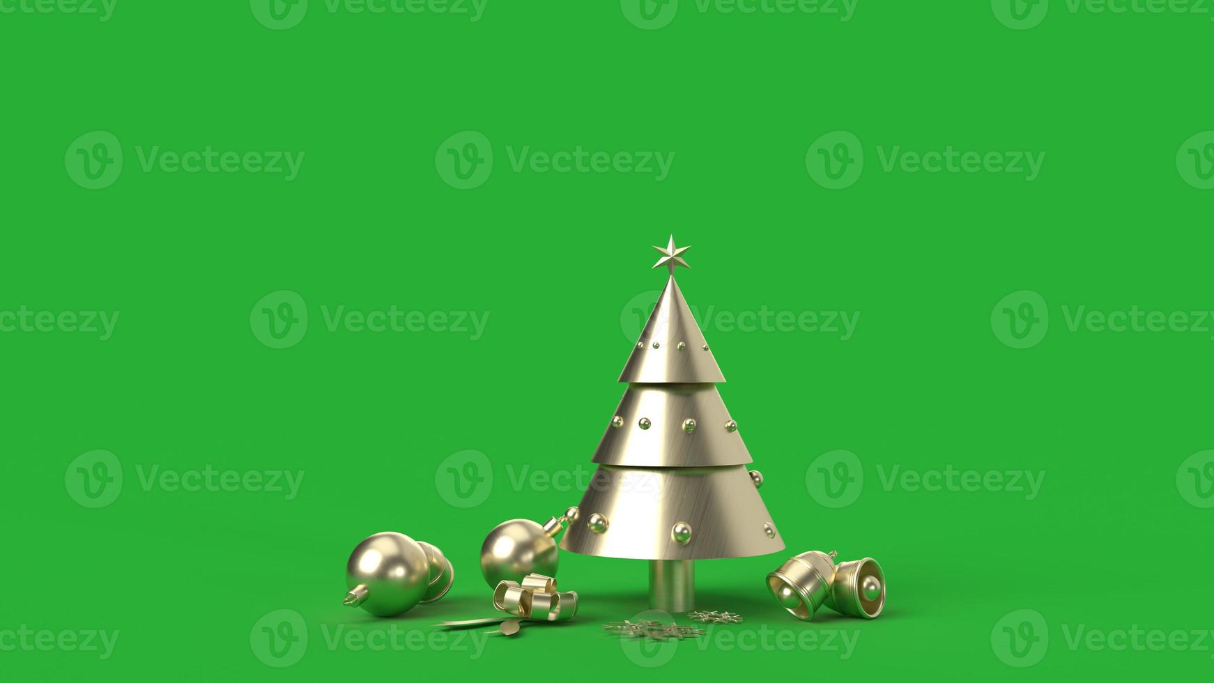 Bronze Christmas tree on green background 3d rendering for holiday content. photo