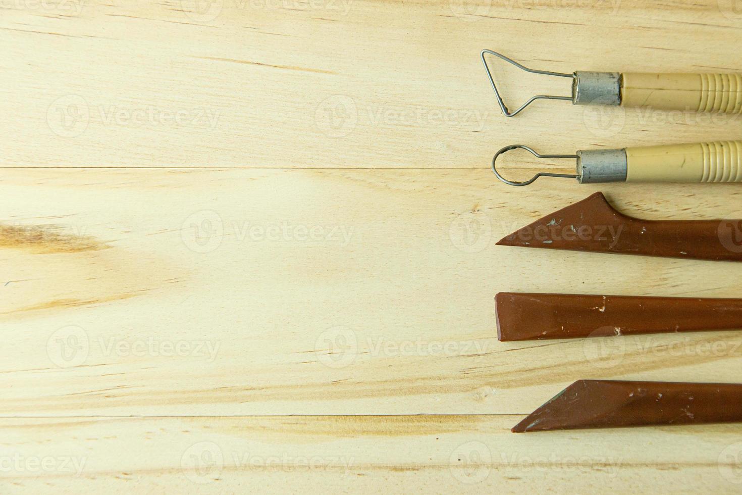 sculpture tools on wood for education and art content. photo