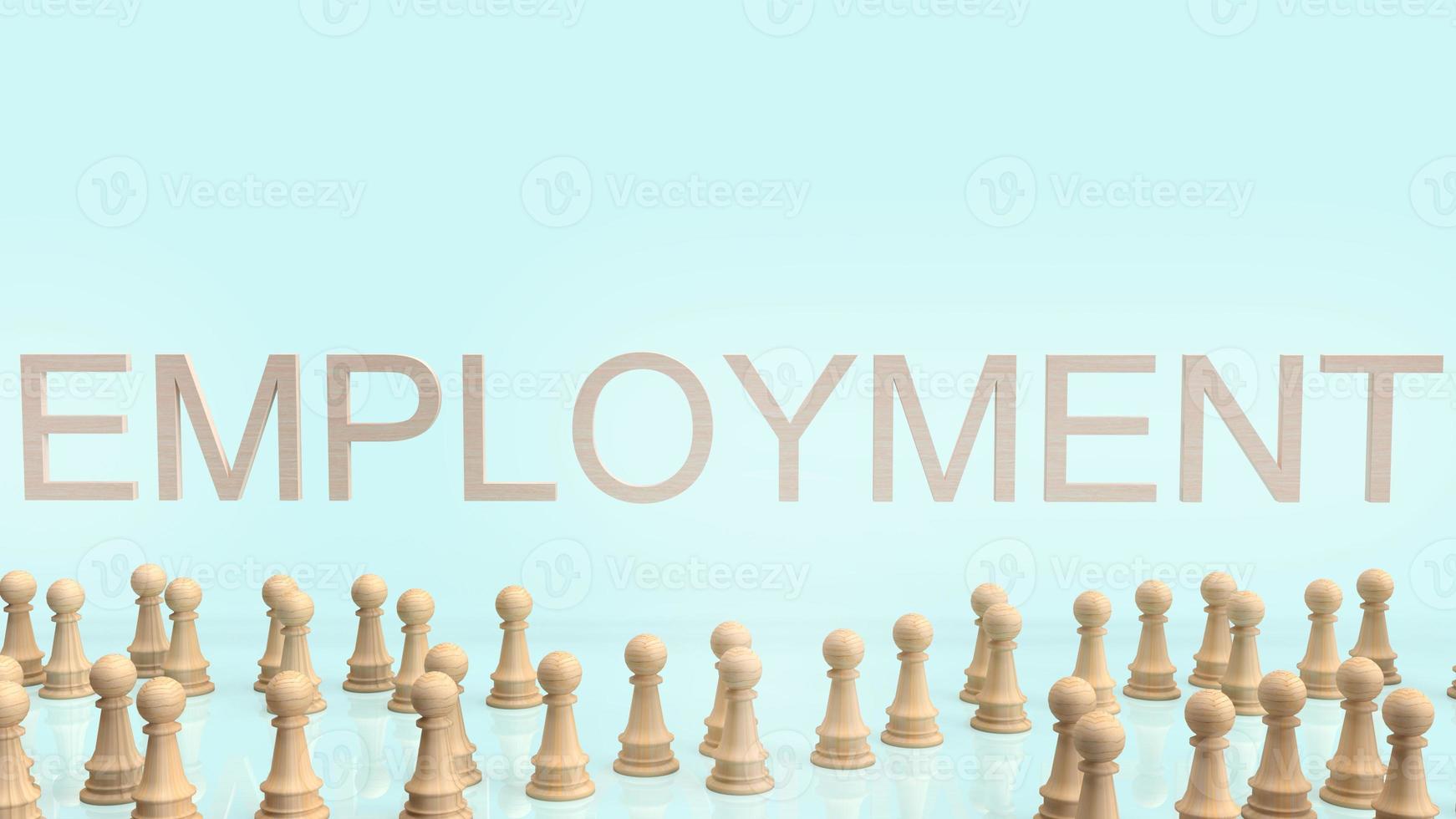 employment word and chess  Woden 3d rendering for business concept. photo