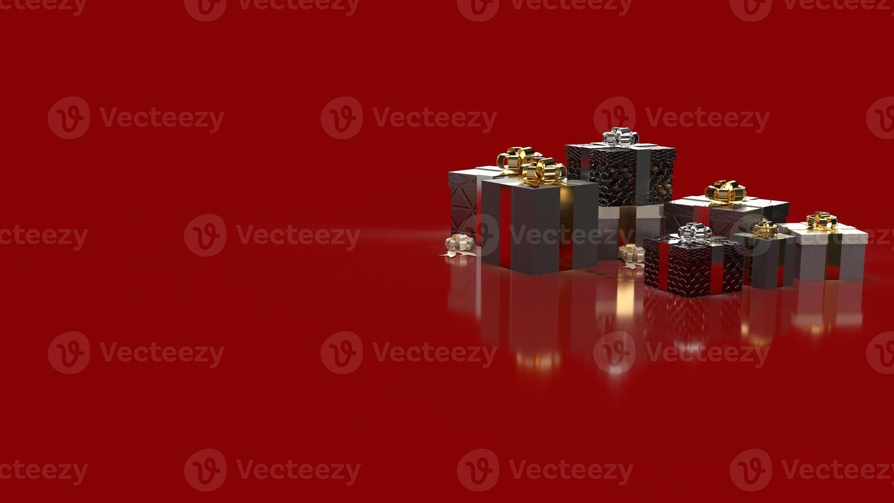 The  gift boxes on red background for shopping content 3d rendering. photo
