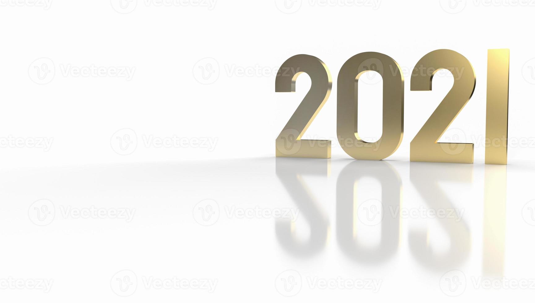 gold number 2021 for new year content 3d rendering. photo