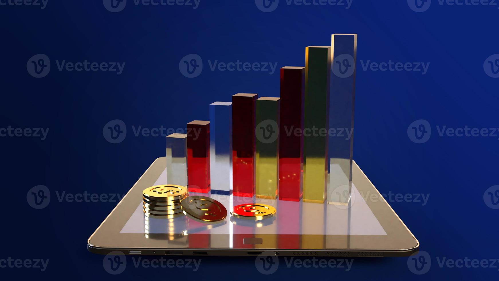 tablet  and chart  3d rendering for business content. photo