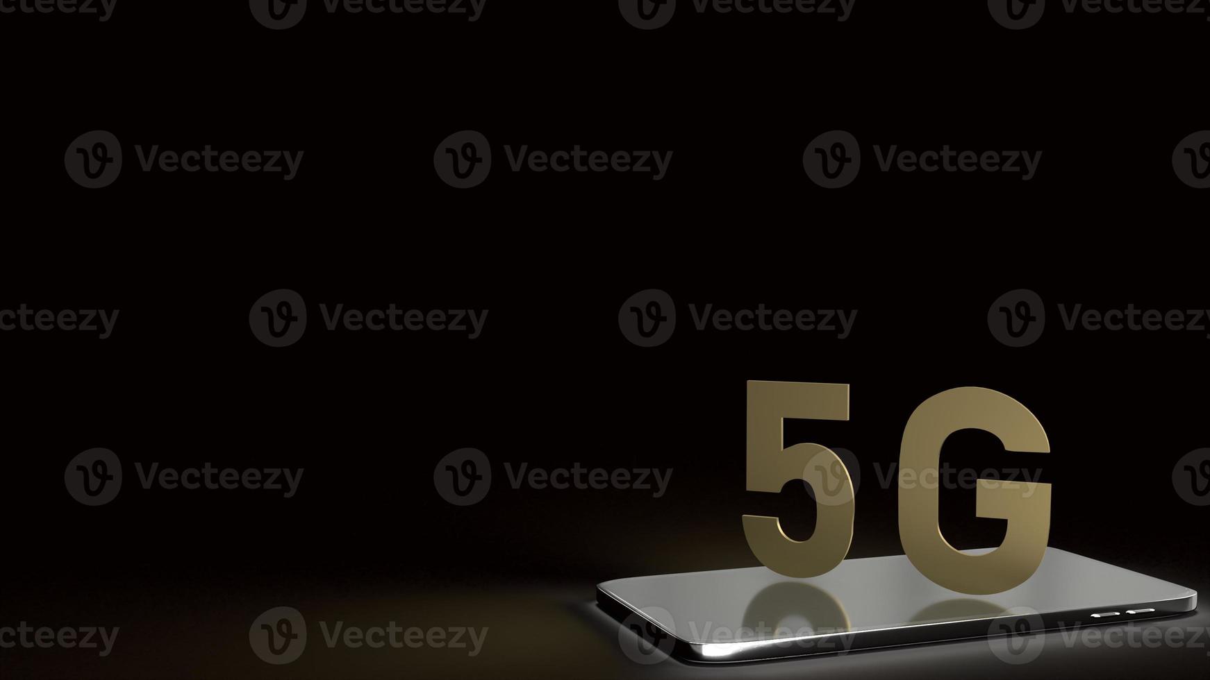 The 5g gold on smart phone 3d rendering for technology content. photo