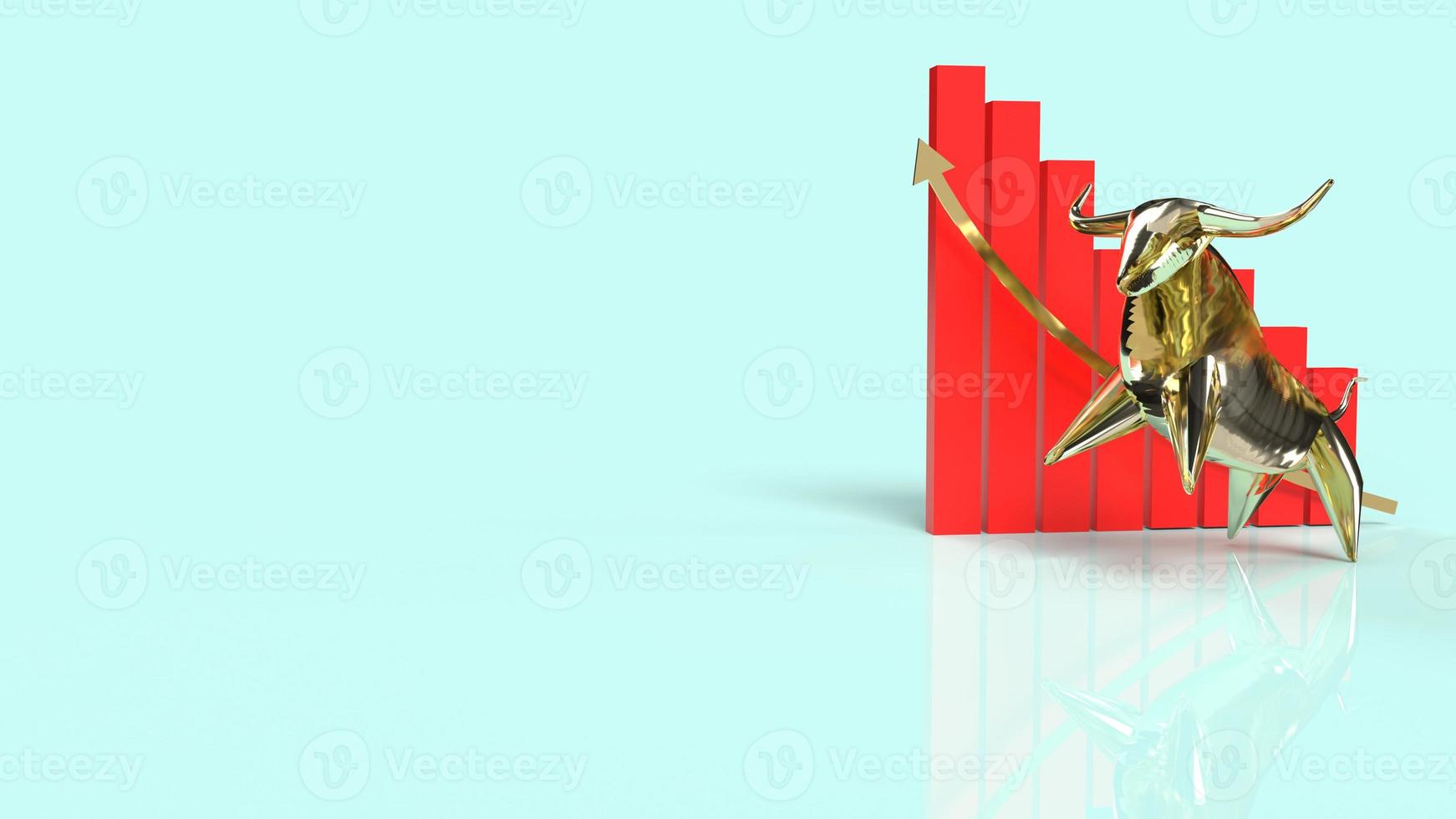 gold bull and chart 3d rendering for business content. photo