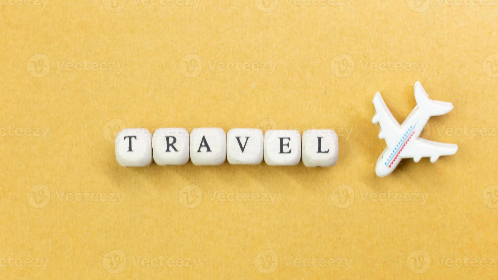 travel  wood cube close up image  for travel content. photo