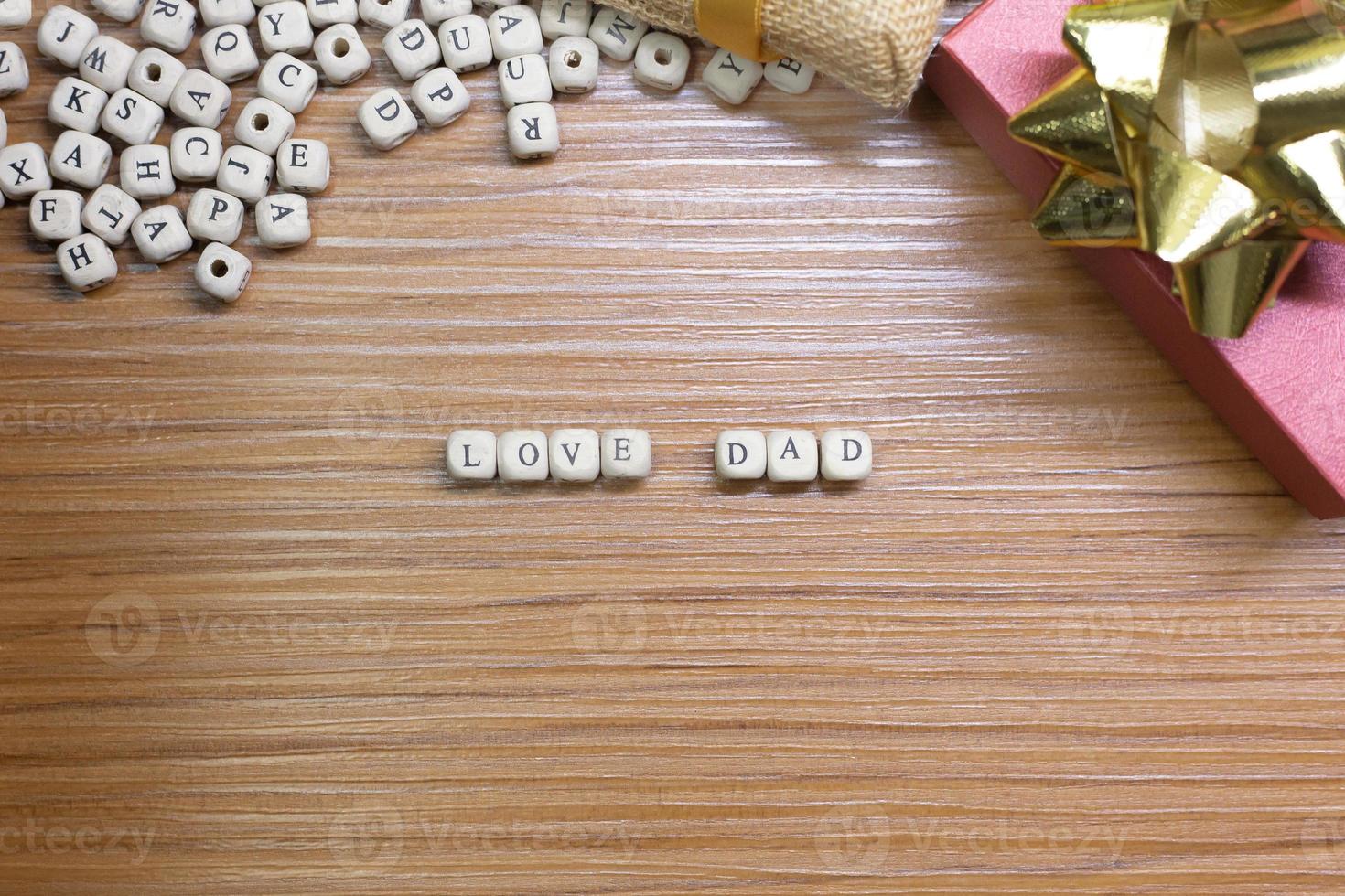 Father Day celebration on wood background top view photo