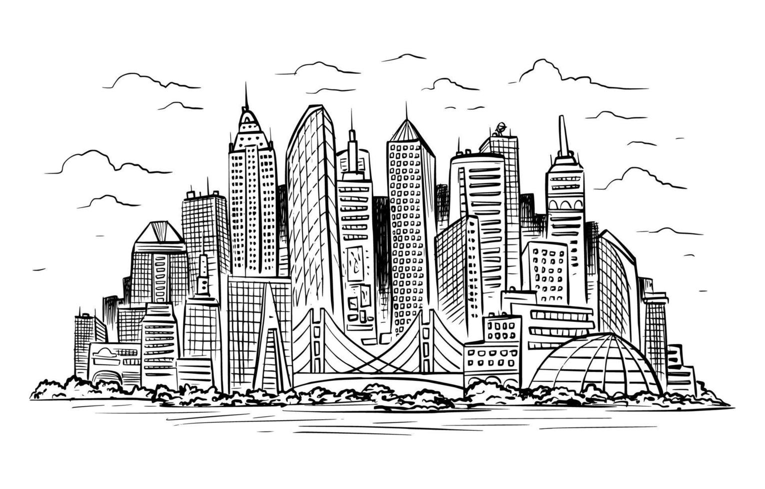 Cityscape Landmark Hand Drawn Concept vector