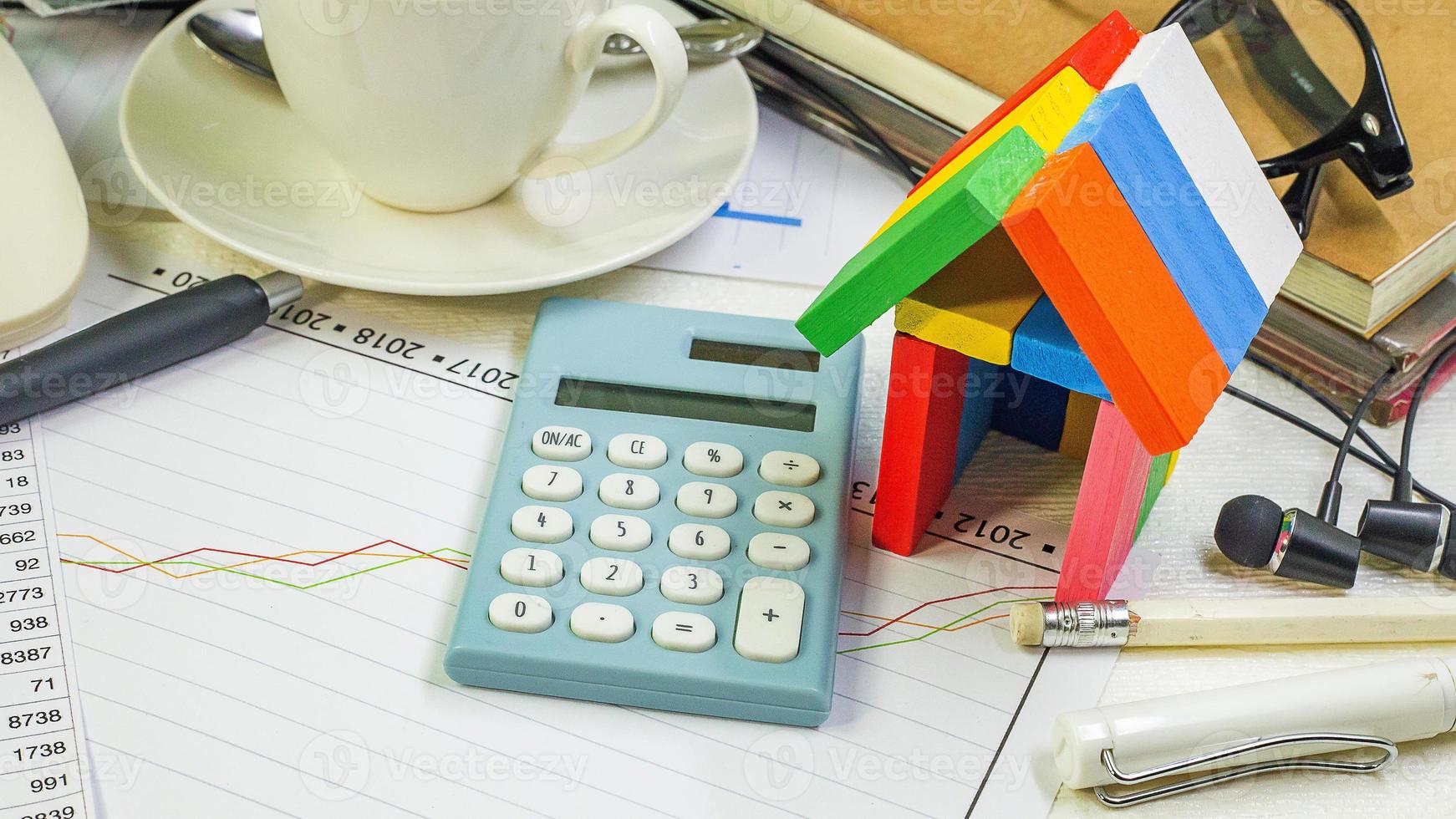 A Home toy on business work table close up image. photo