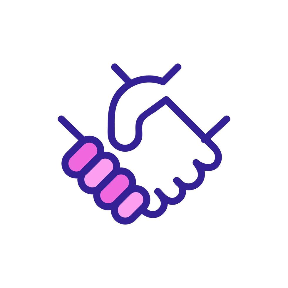 Shaking hands help the icon vector. Isolated contour symbol illustration vector