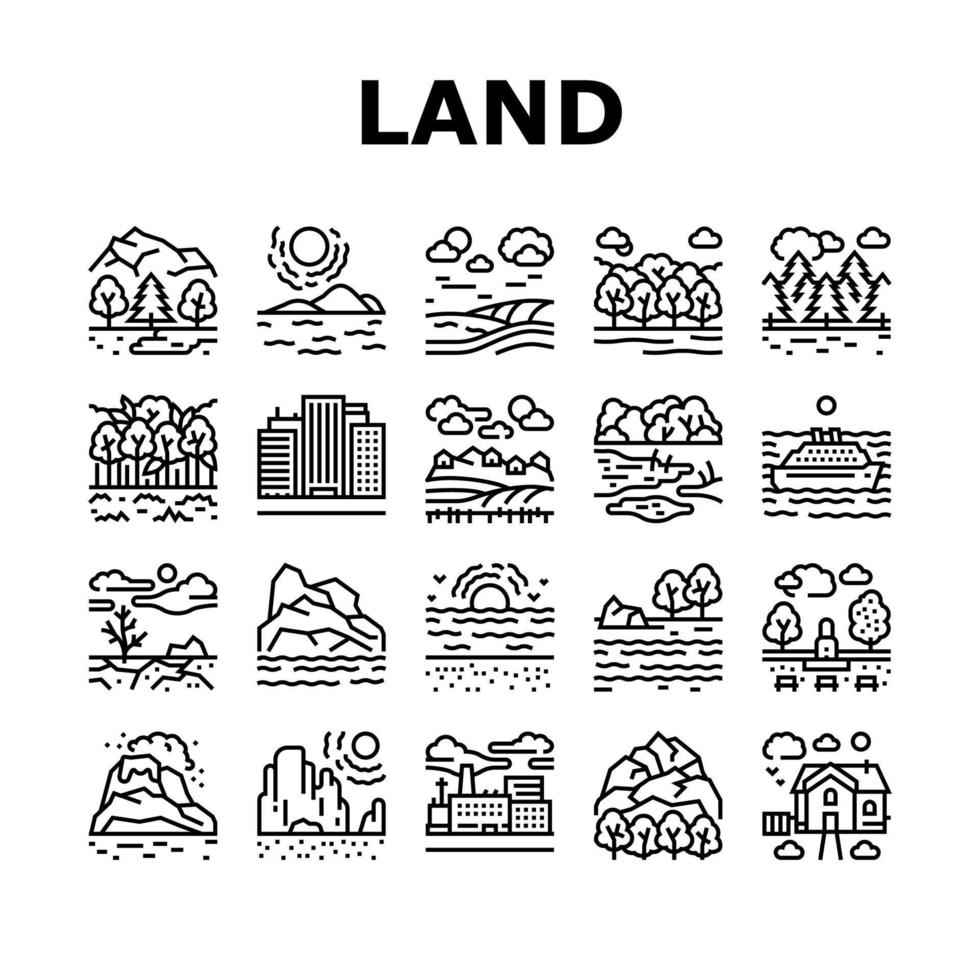 Land Scape Nature Collection Icons Set Vector