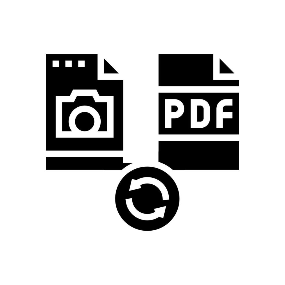 convert photo to pdf file glyph icon vector illustration